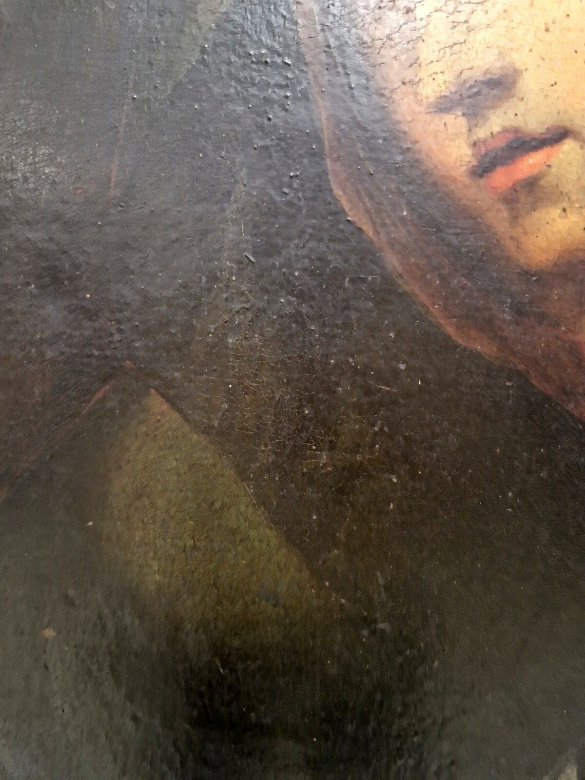 photo buy Antique 19th Century Oil Painting Virgin Of Sorrows