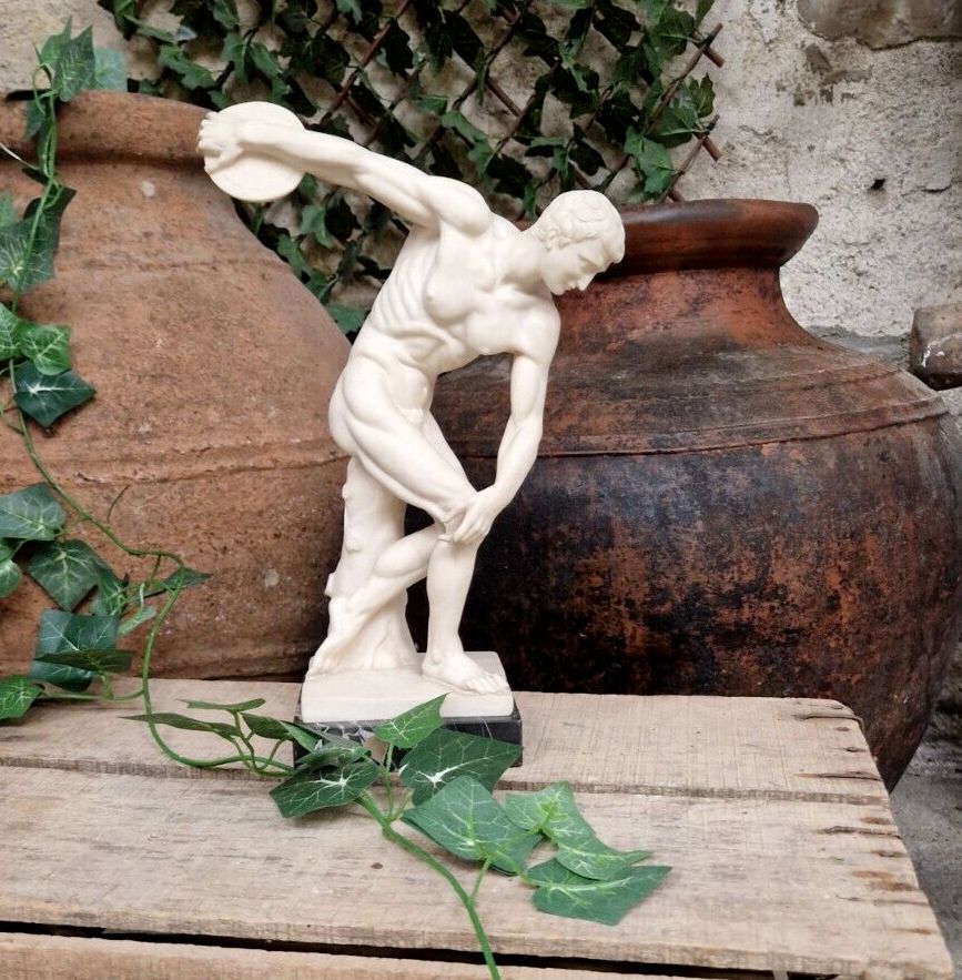 Antique French Diskobolos Sculpture Of Alabaster And Marble photo furniture