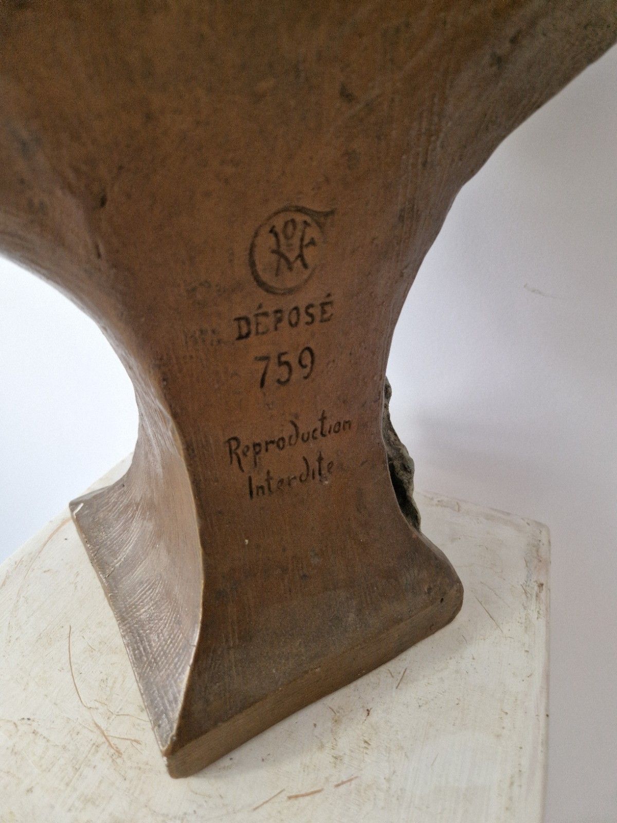 Antique French Bust Patina Plaster Femme Sculpture Art Noveau photo buy