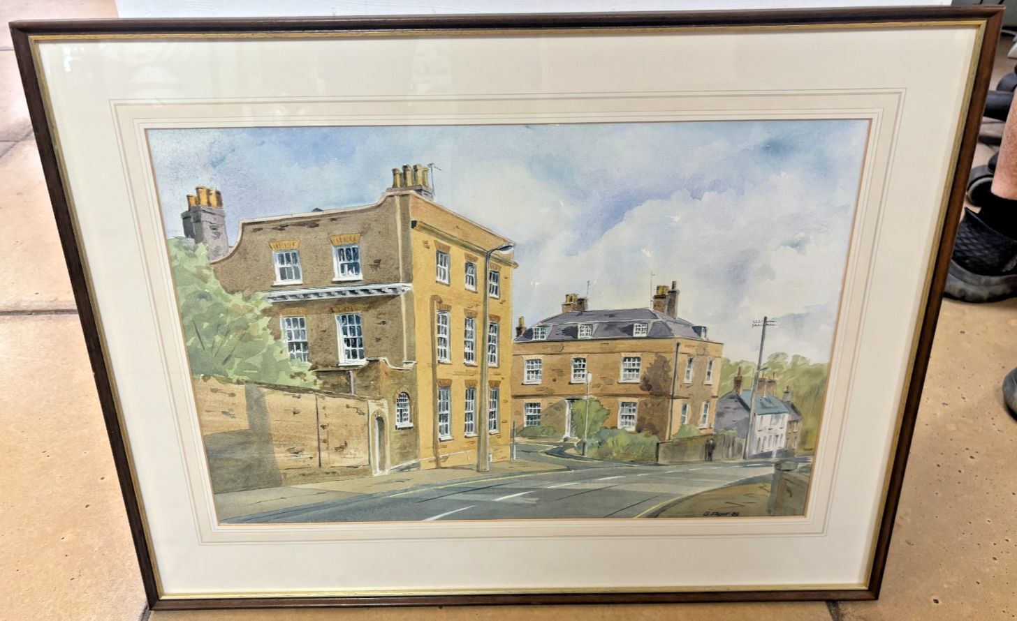 Original Watercolour Painting Of Church Street Ampthill By G.Frost 1986