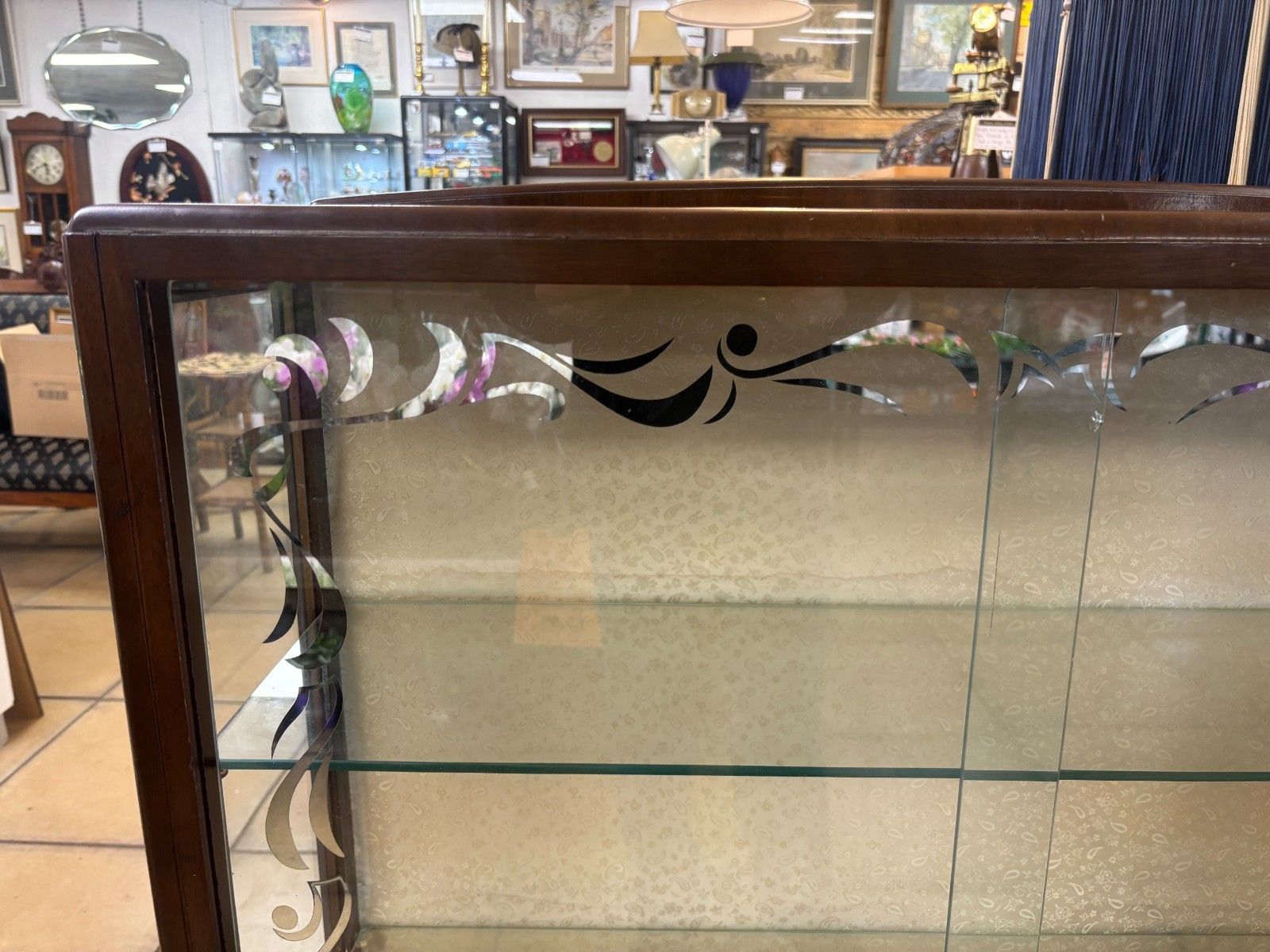 1950's Art Deco Style Wood & Glass Display Cabinet As Found photo furniture