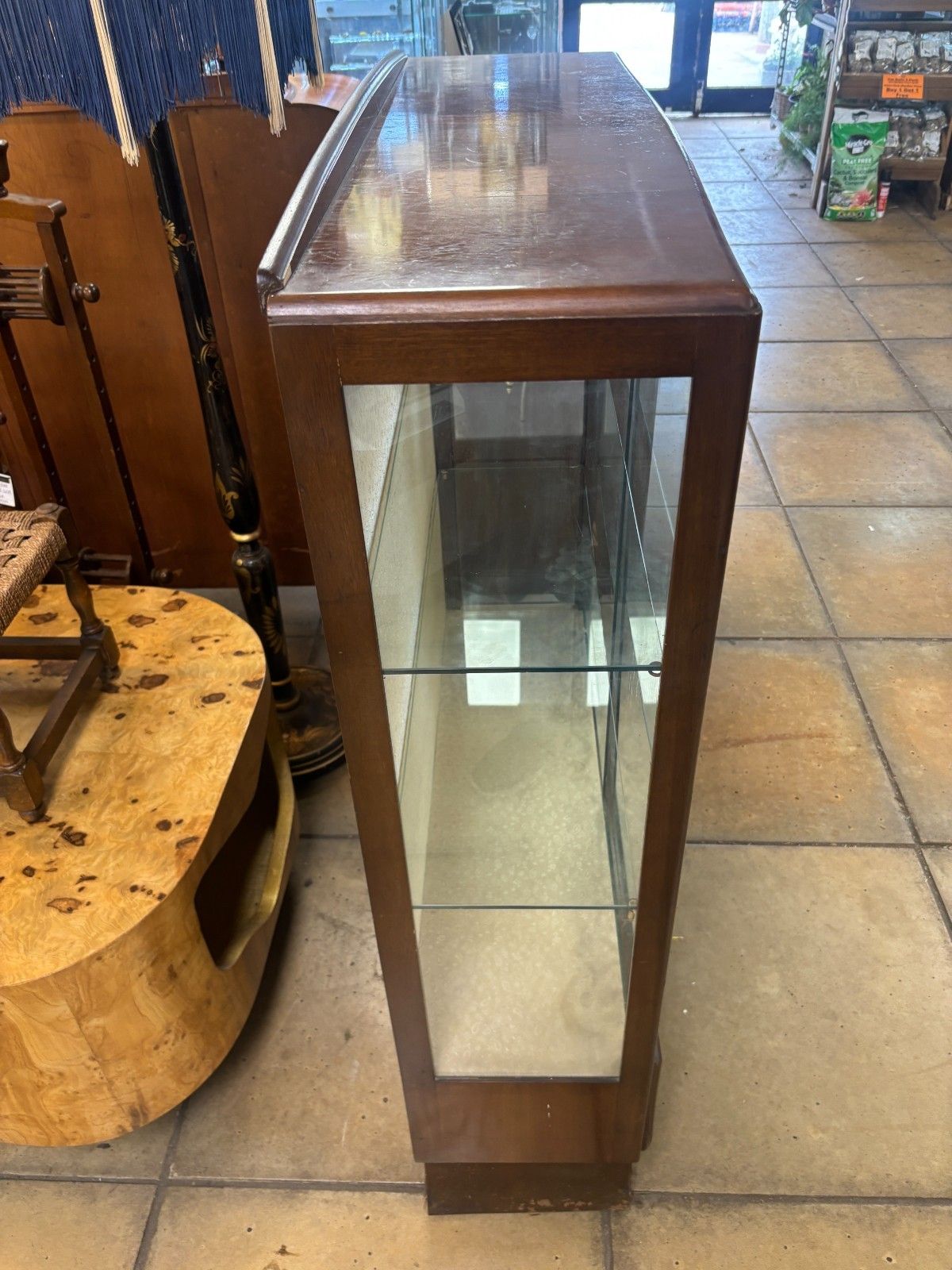 60.0 1950's Art Deco Style Wood & Glass Display Cabinet As Found photo