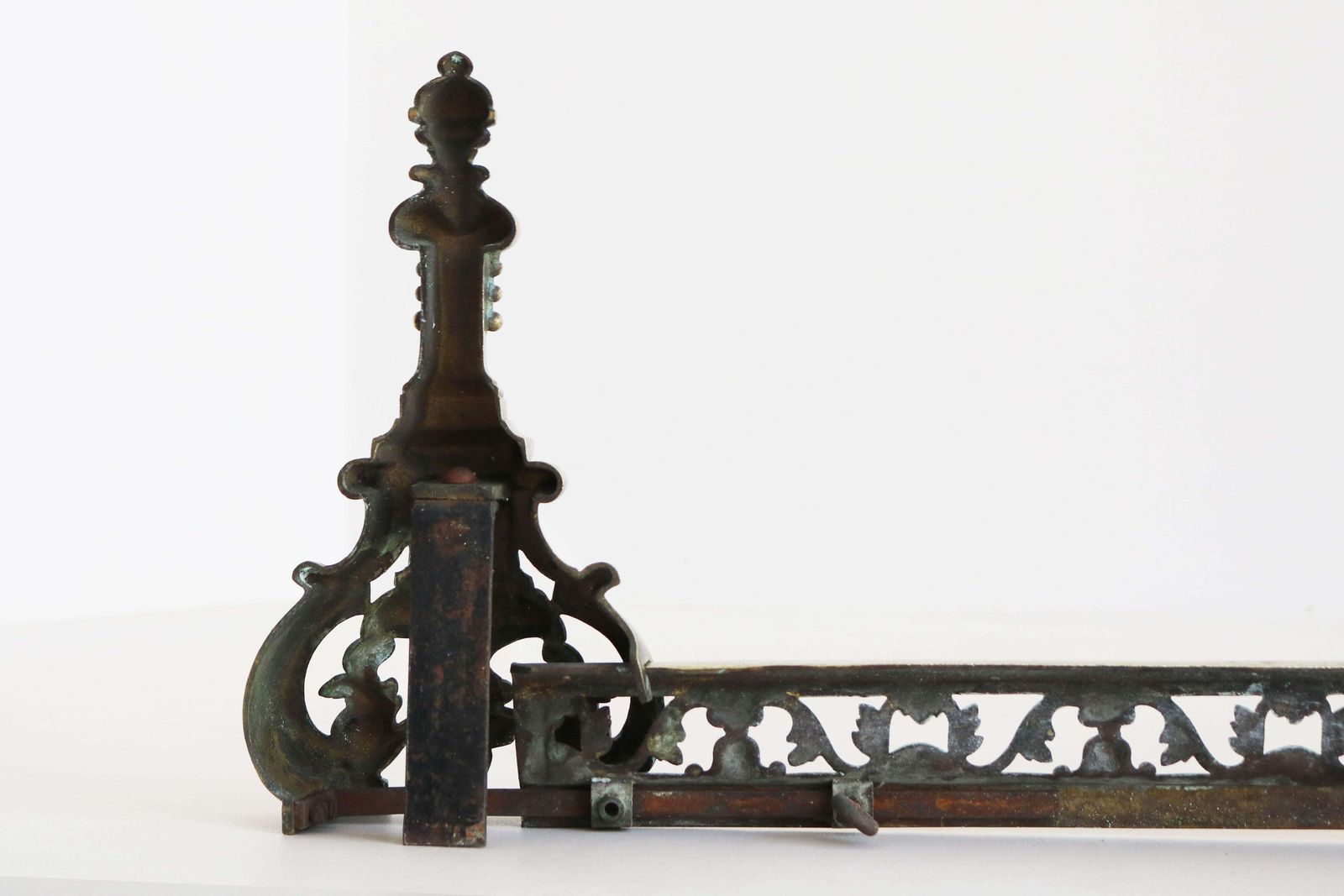 Antique 19th Century French Louis XVI Style Adjustable Bronze Fireplace Fender photo vintage
