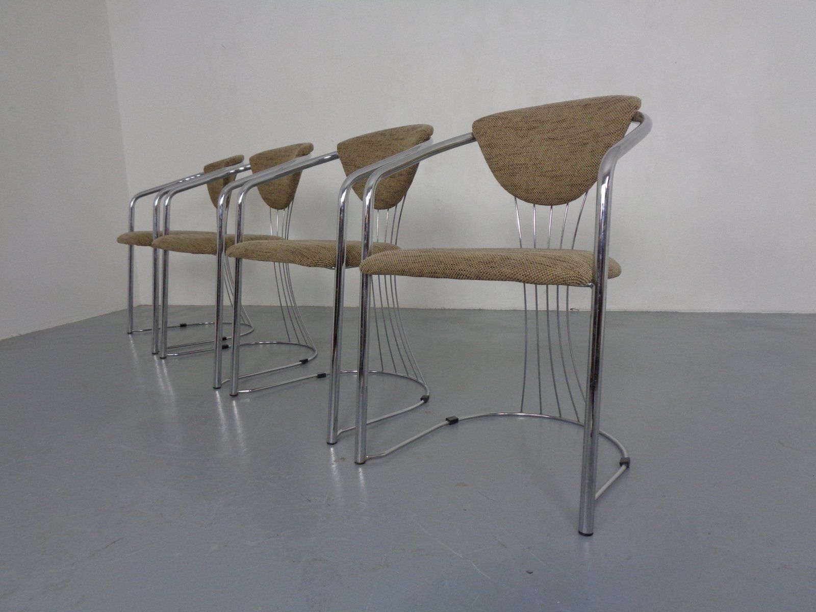 Italian Chrome Plated Dining Chairs, 1980s, Set Of 4 photo for sale