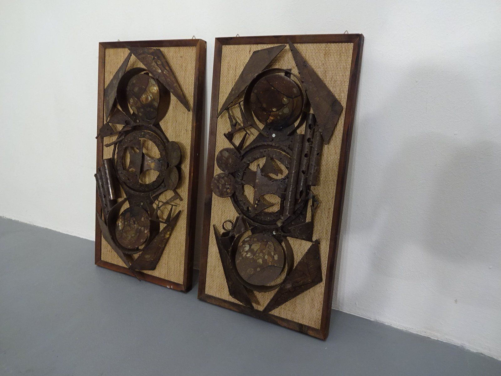 Brutalist Metal Wall Panels By Henrik Horst, Denmark, 1960s, Set Of 2 photo for sale