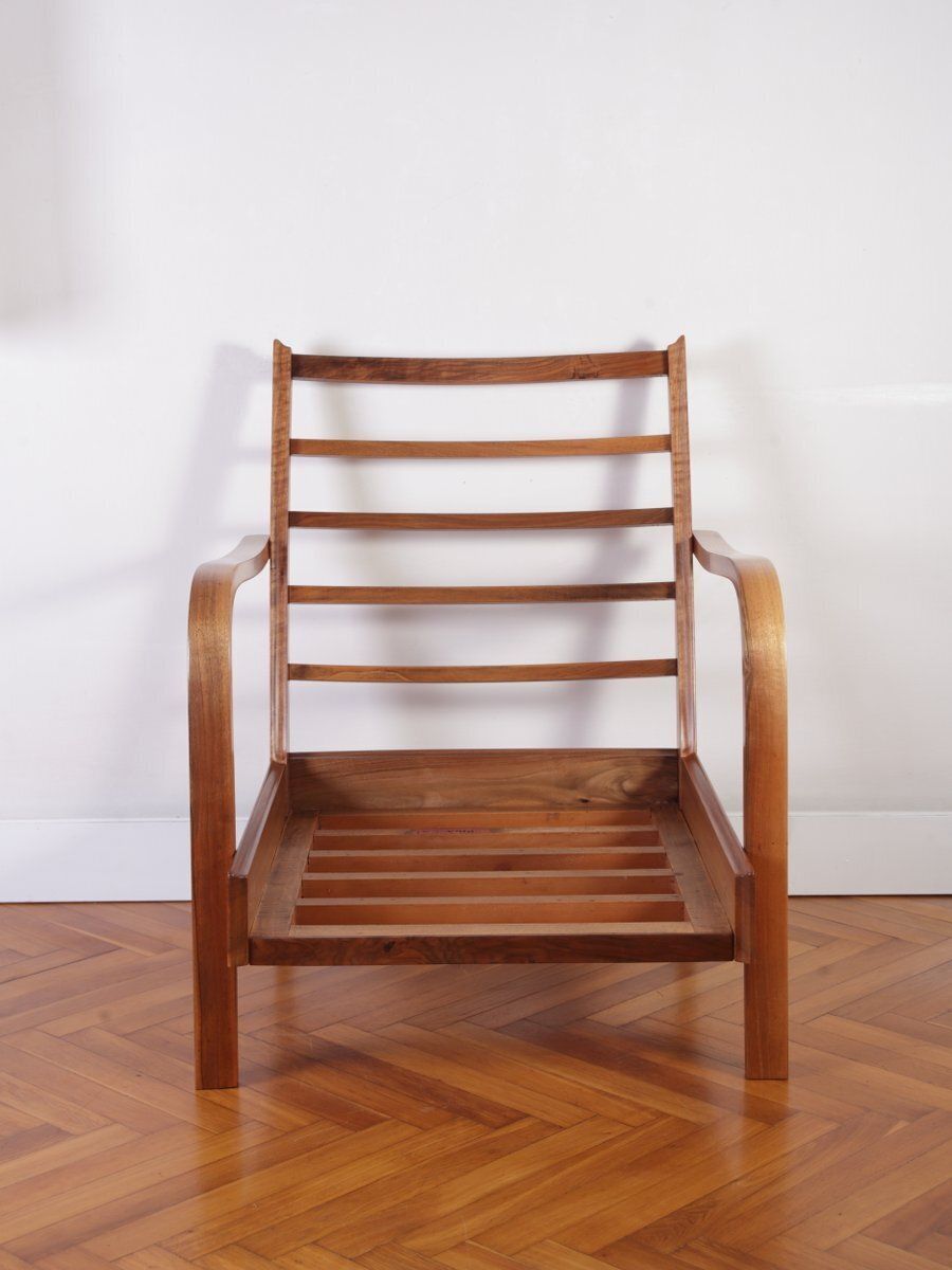 Art Deco beklede walnoten lounge stoel, jaren 1930 photo Meubels