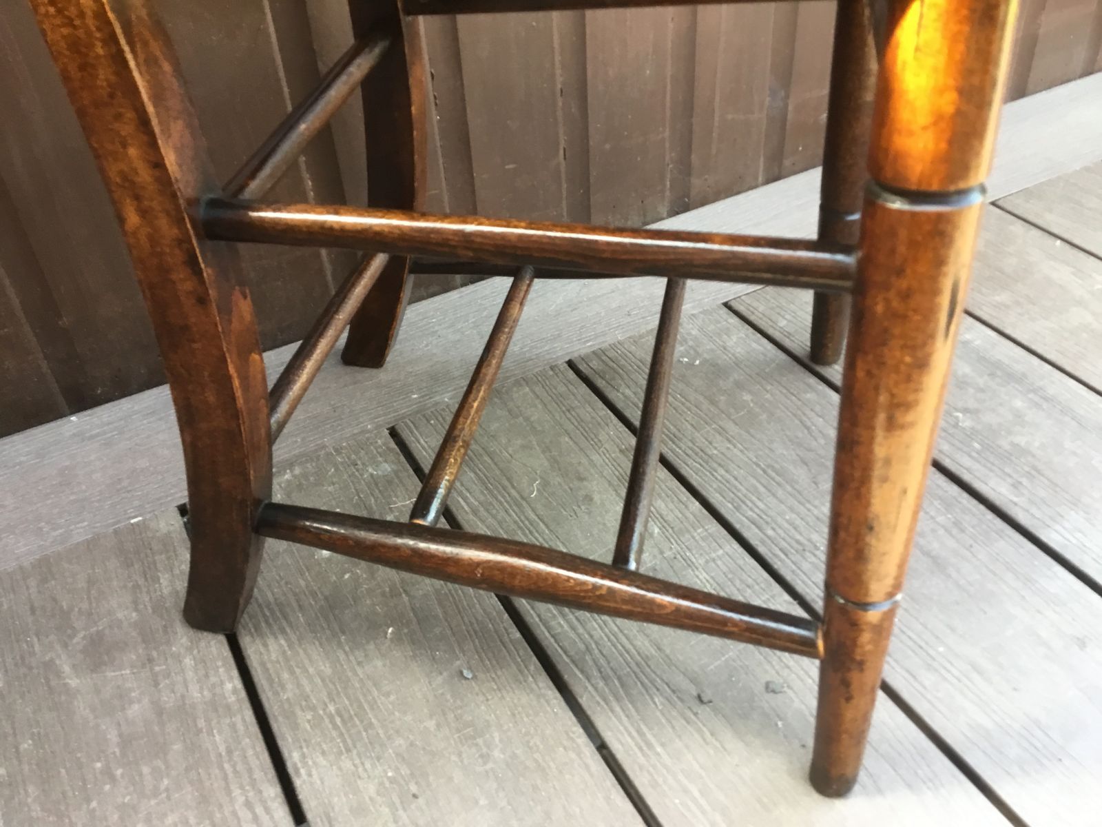 Stamped Antique C1910 English Chapel Chair. Superb Hues Of Dark Elm And Beechwood photo buy