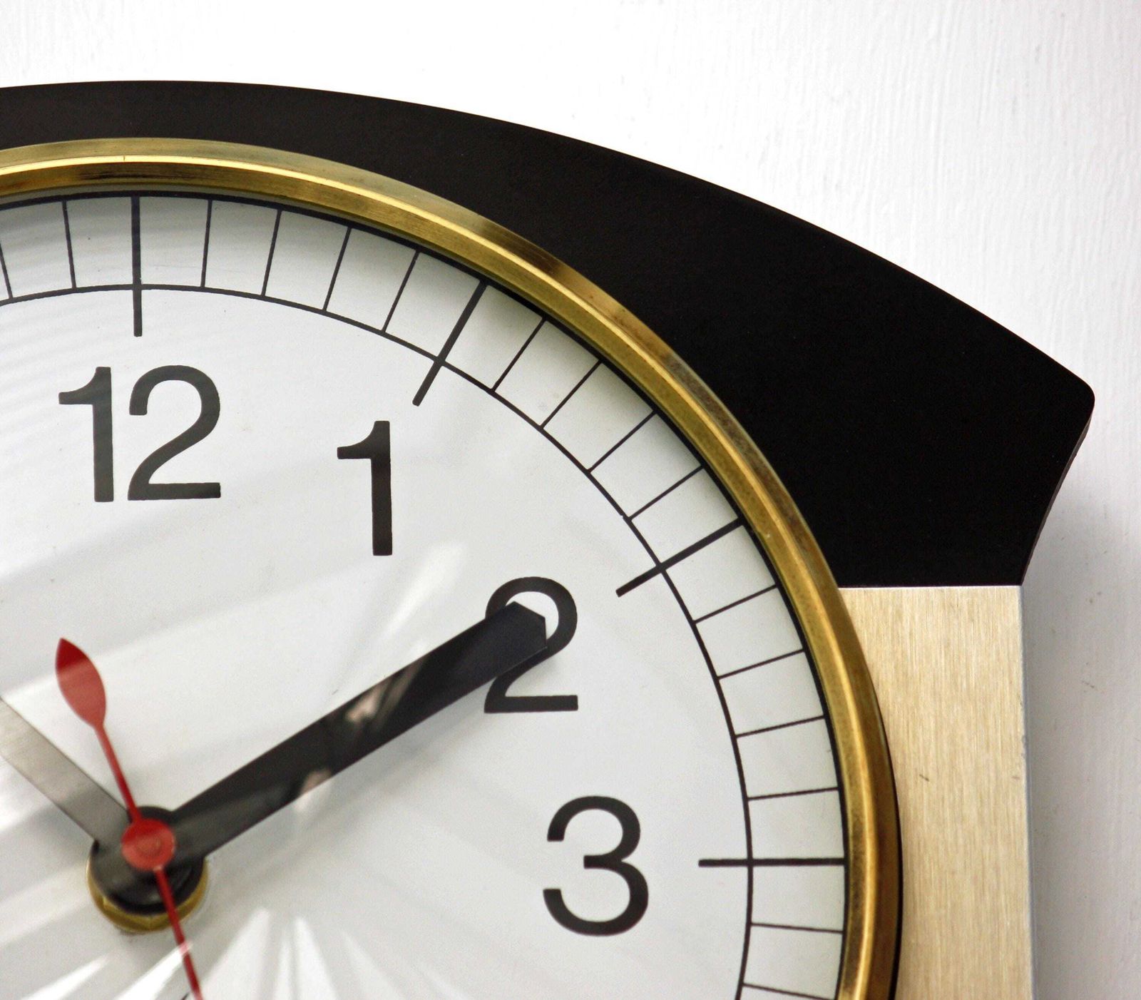 Vintage Japy Wall Clock   22cm Wooden Formica French Retro Black Wooden Mid Century 1970s Atomic Gift Off The Wall Clocks photo for sale