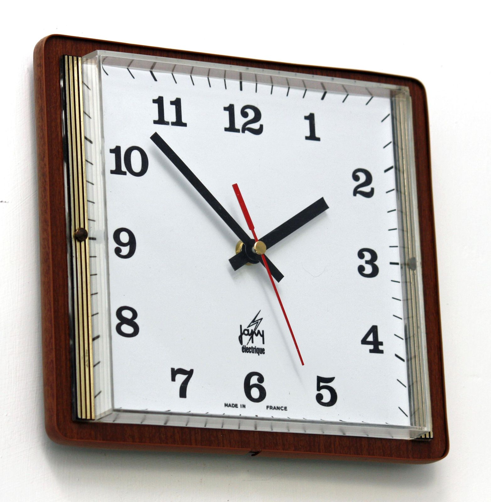 Vintage Japy Wall Clock   23cm Wooden Formica French Retro Wooden Mid Century 1970s Atomic Gift Off The Wall Clocks