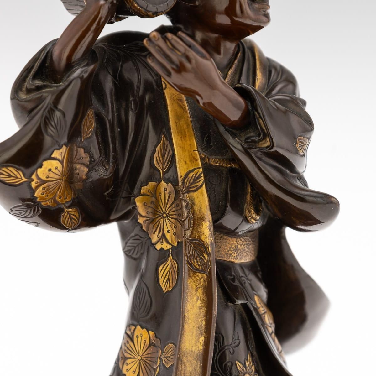 Art 19thc Japanese Gilt Bronze Figure Of A Kawaraban By Miyao Eisuke Company C.1890 photo