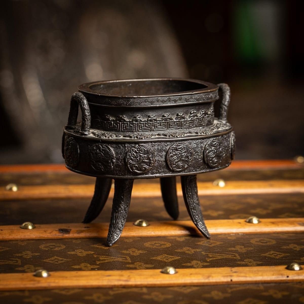 Antique 19th Century Japanese Bronze Vessel In The Style Of The 17thc Edo Period photo furniture
