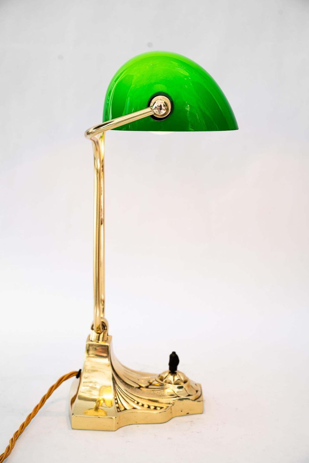 Swiveling Banker Table Lamp With Green Glass Shade Vienna Around 1920s photo buy