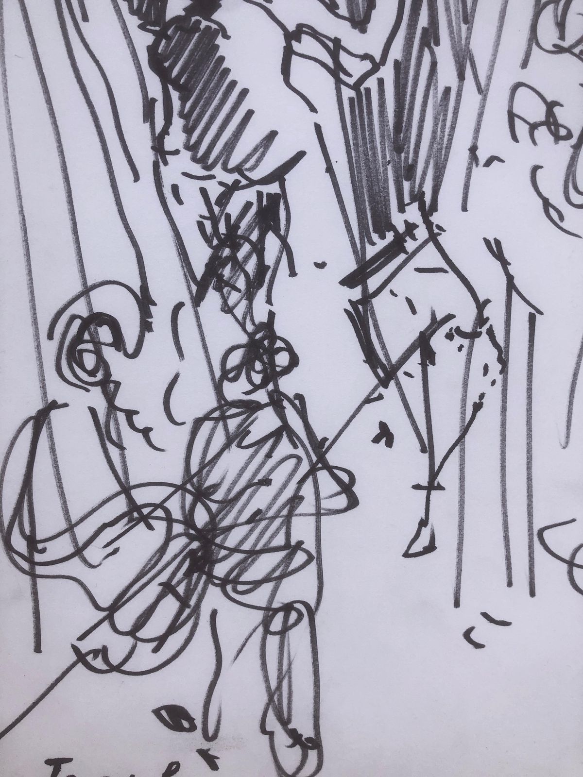 Ignacio Gil Sala – Spaans expressionistisch markeringtekening met balletdansers en theaterscène, ca. 1985 photo vinterior