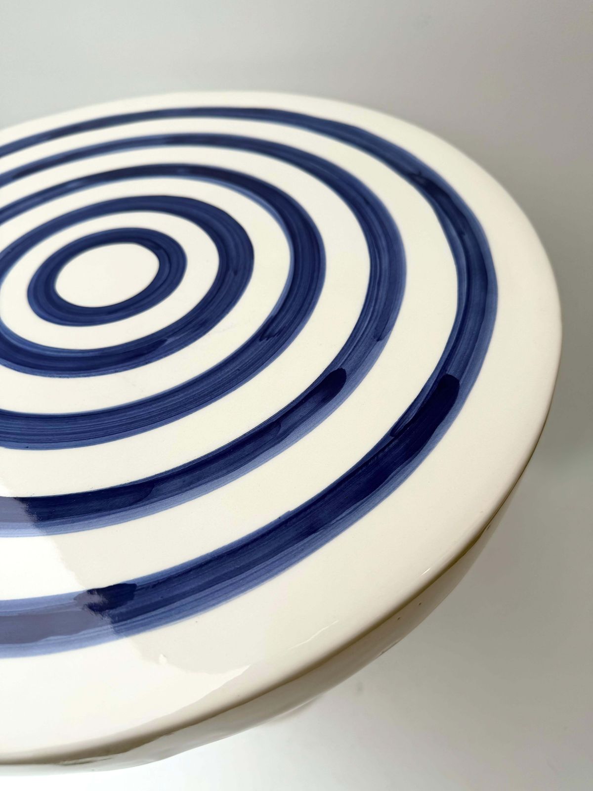 Contemporary Pair Of Blue And White Ceramic Stripe Side Tables. Italy photo buy
