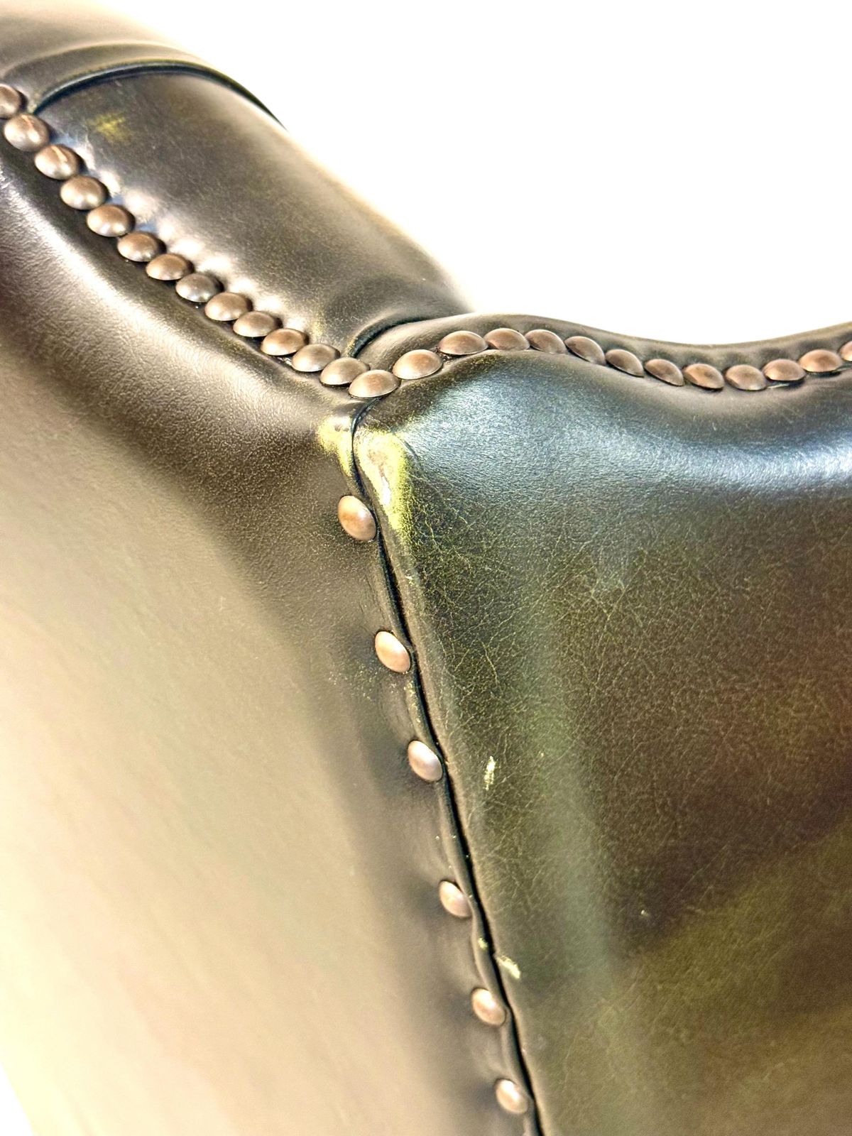 Furniture Vintage Chesterfield Style Green Leather Swivel Desk Chair photo