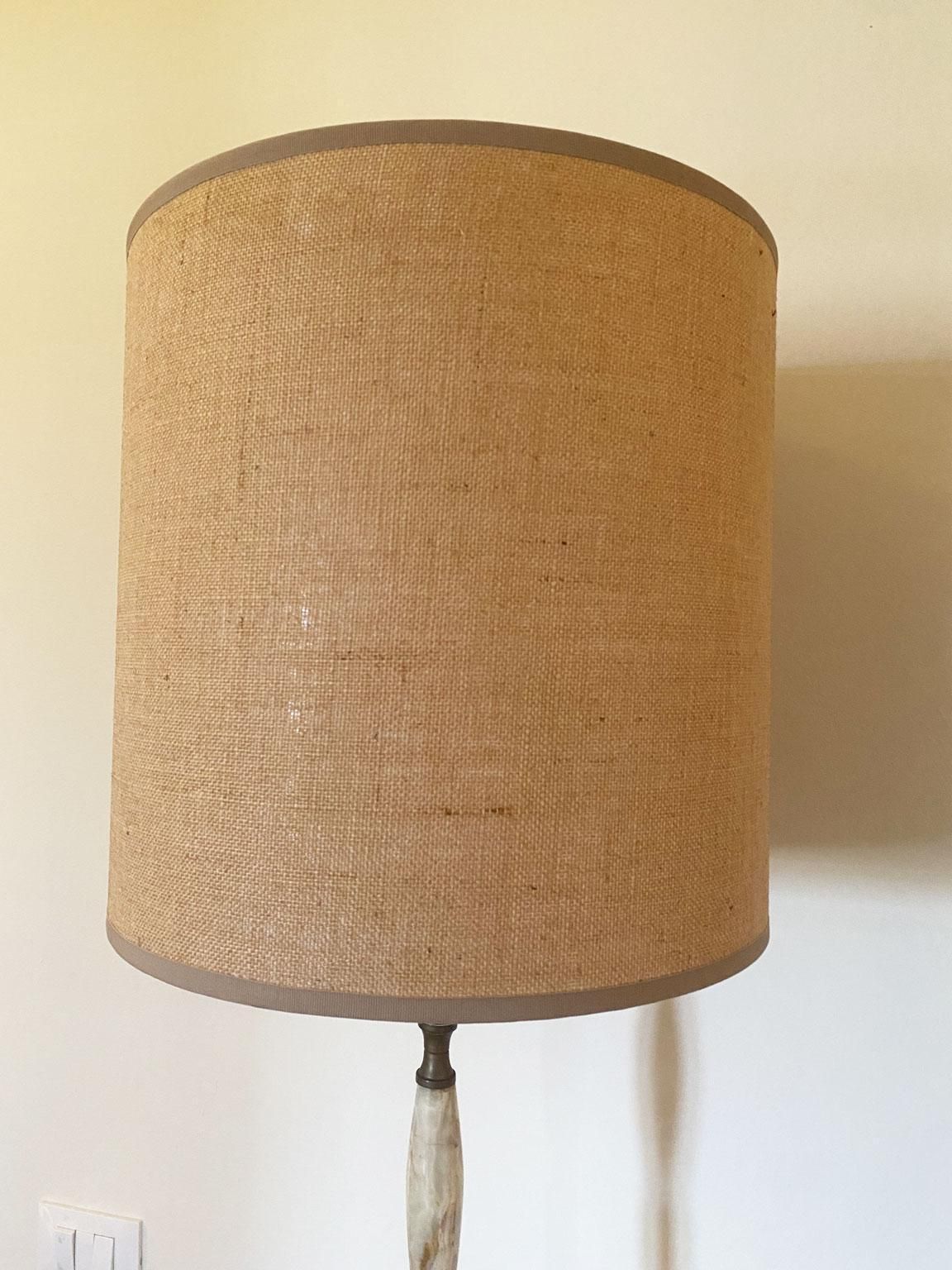 Antique Floor Lamp In Green Alabaster, Vintage Design, 40cm Diameter, 190cm H photo for sale