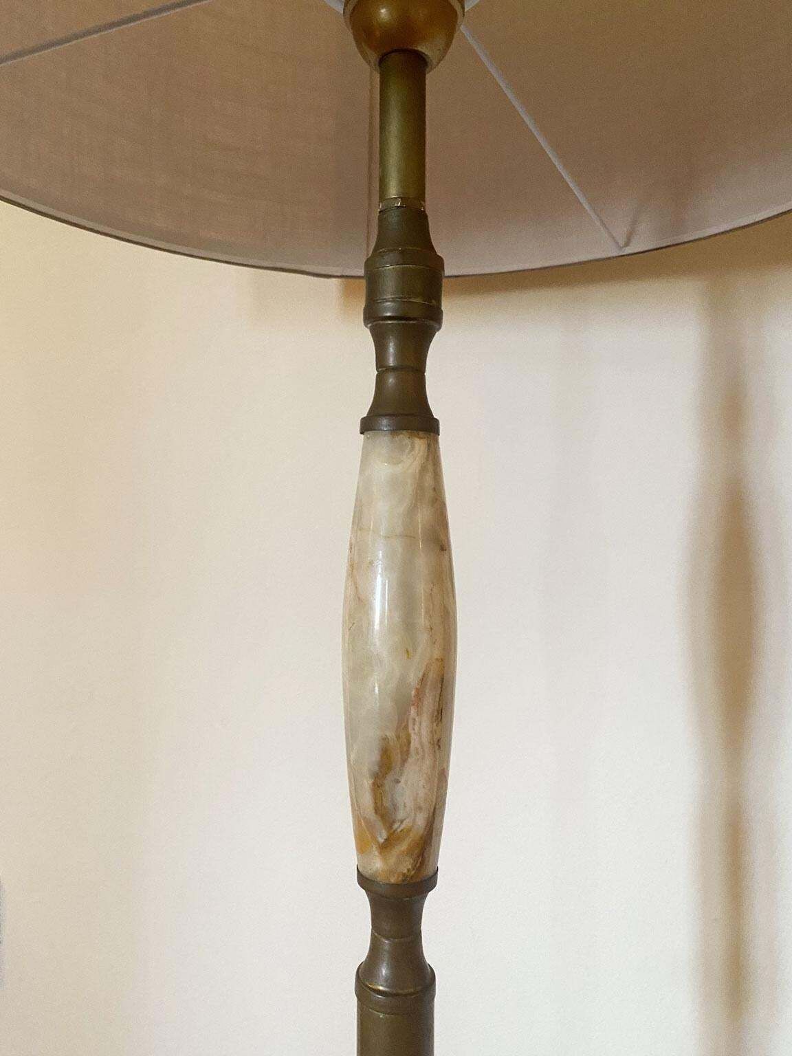 Antique Floor Lamp In Green Alabaster, Vintage Design, 40cm Diameter, 190cm H photo Lighting