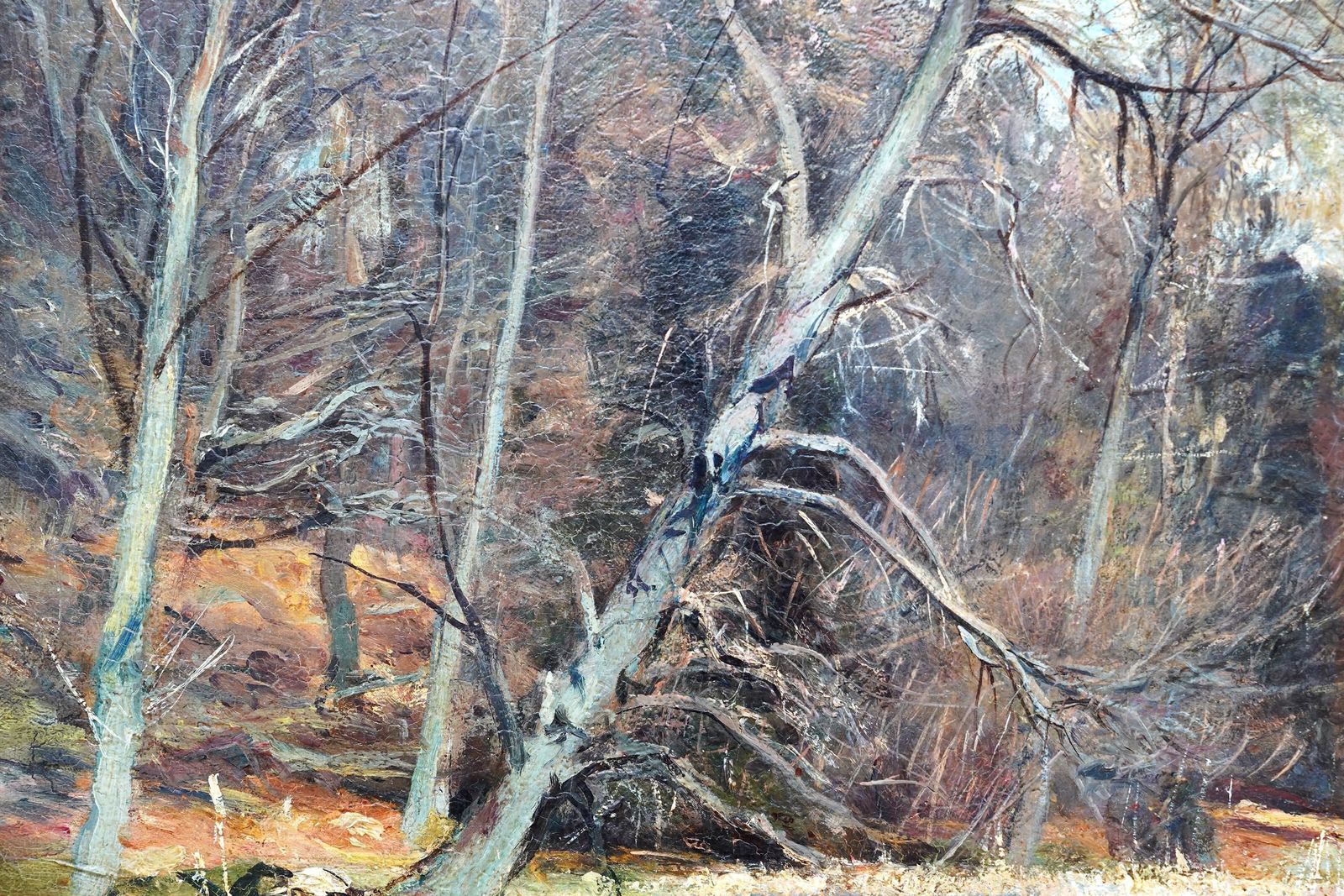 Swans Nest Landscape   British Victorian Impressionist Art Exhib Oil Painting photo vintage