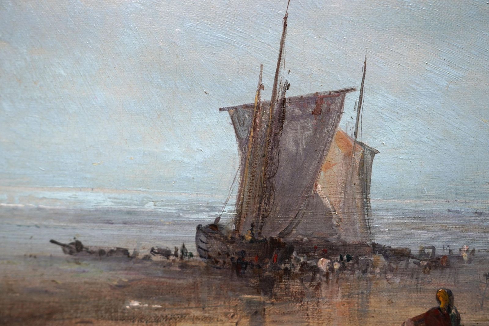 Figurative Coastal Landscape   British C 1850 Victorian Art Oil Painting photo vintage