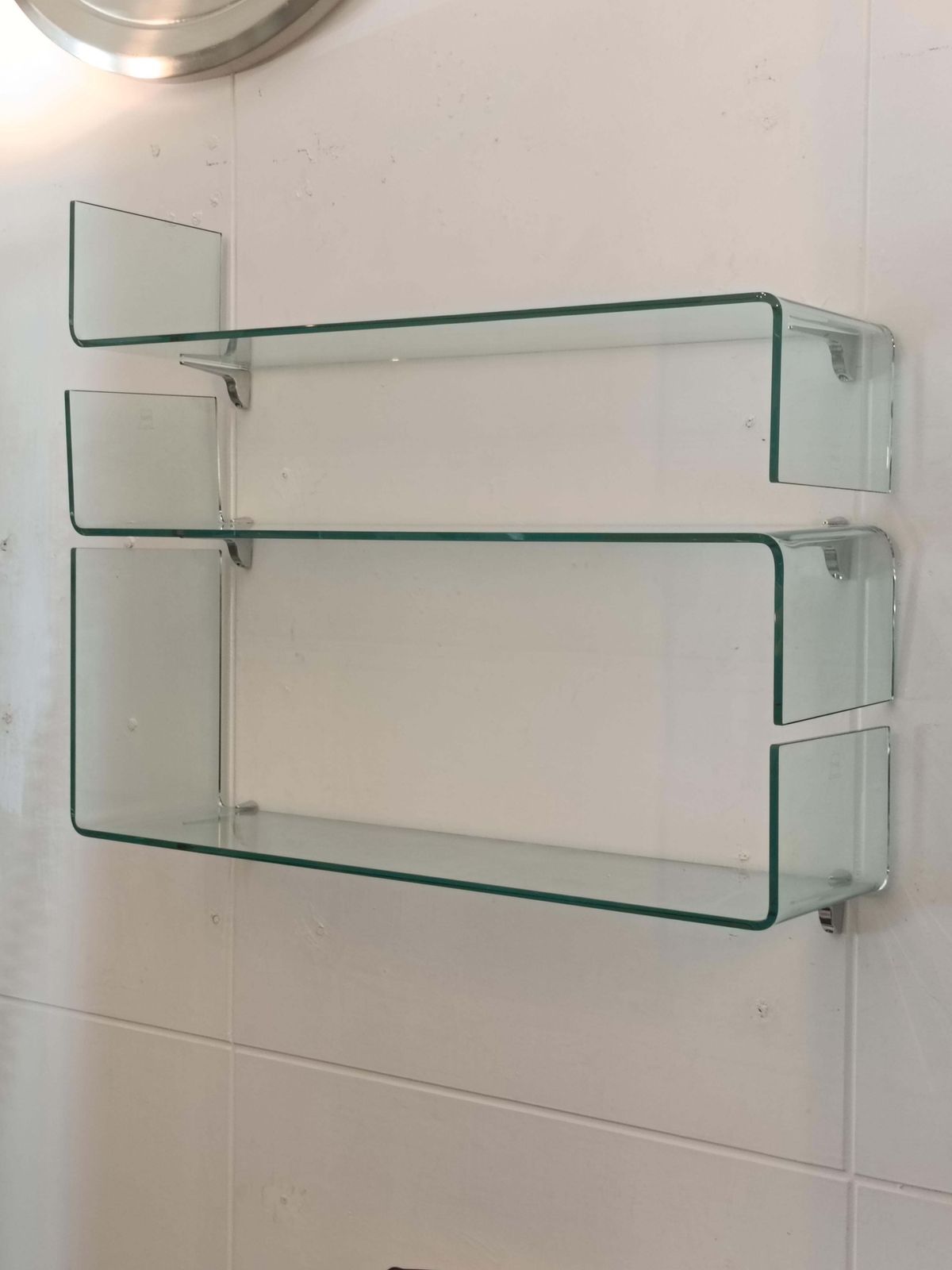 Luca Casini For Fiam Set Of 3 Glass Shelves "Babila," Italy 1990s photo for sale