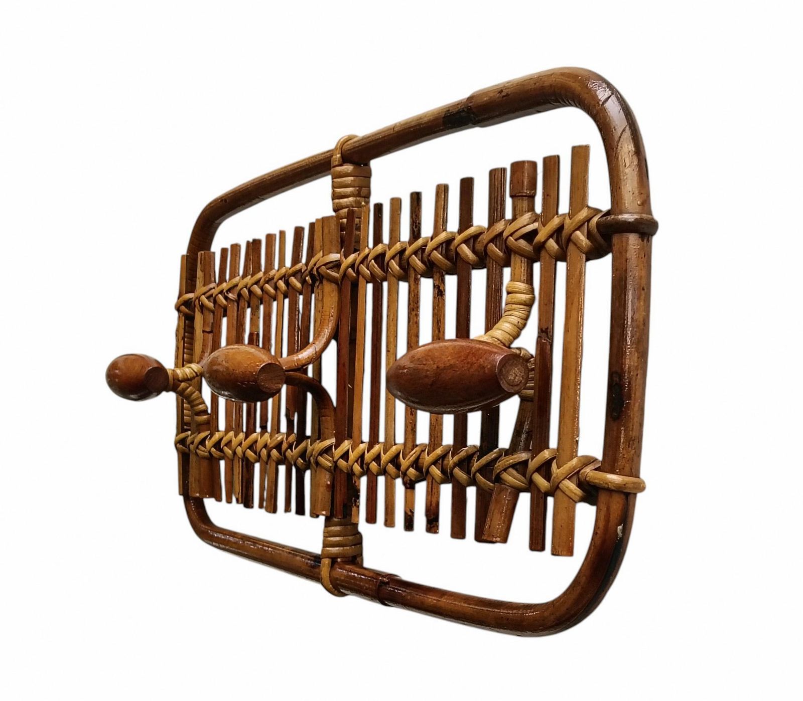 Olaf Von Bohr For Bonacina Wall Hanger In Bamboo And Rattan, Italy 196 photo for sale