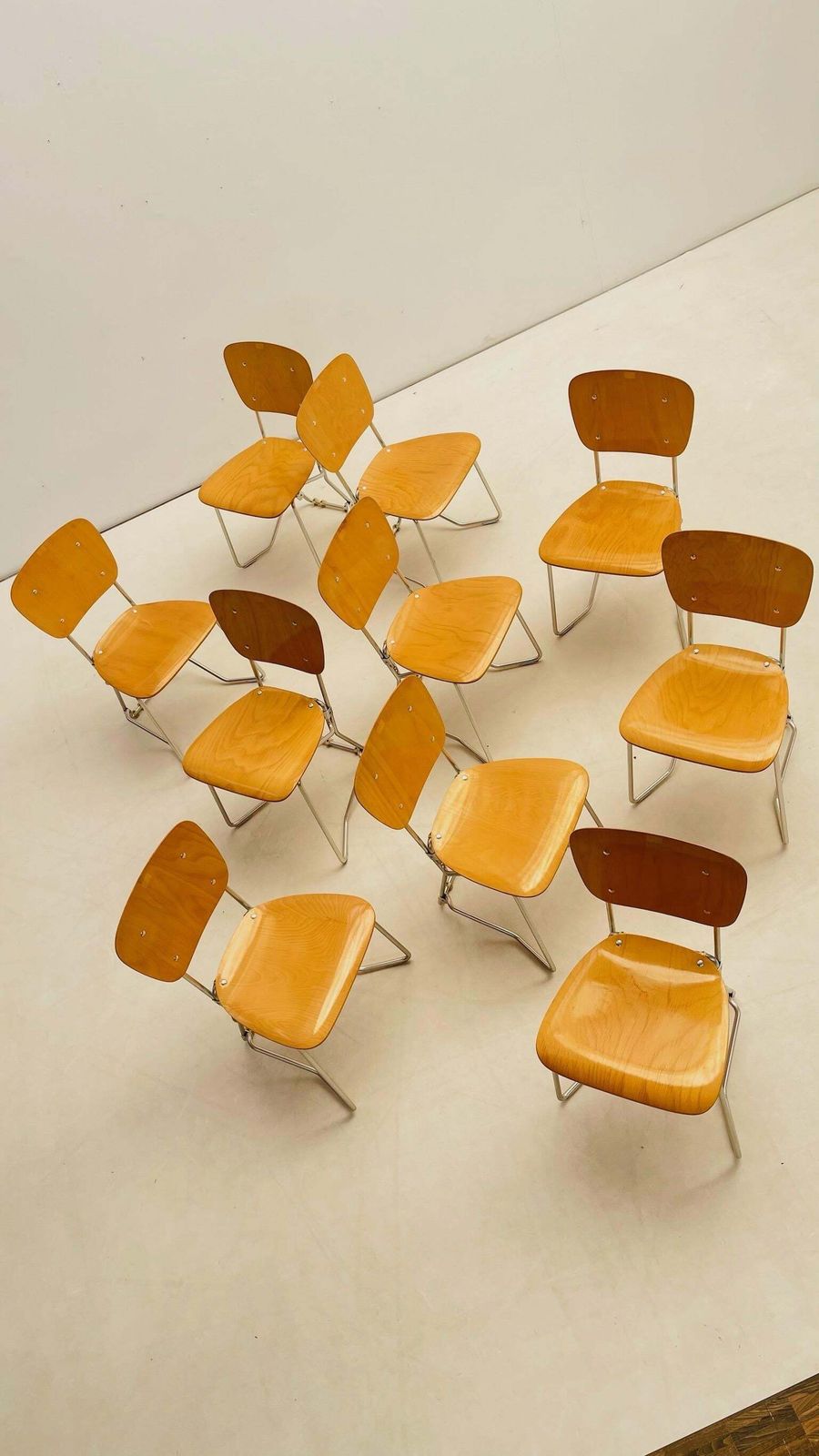 Set Of 10 Aluflex Stacking Chairs By Armin Wirth For Ph. Zieringer Kg photo vinterior