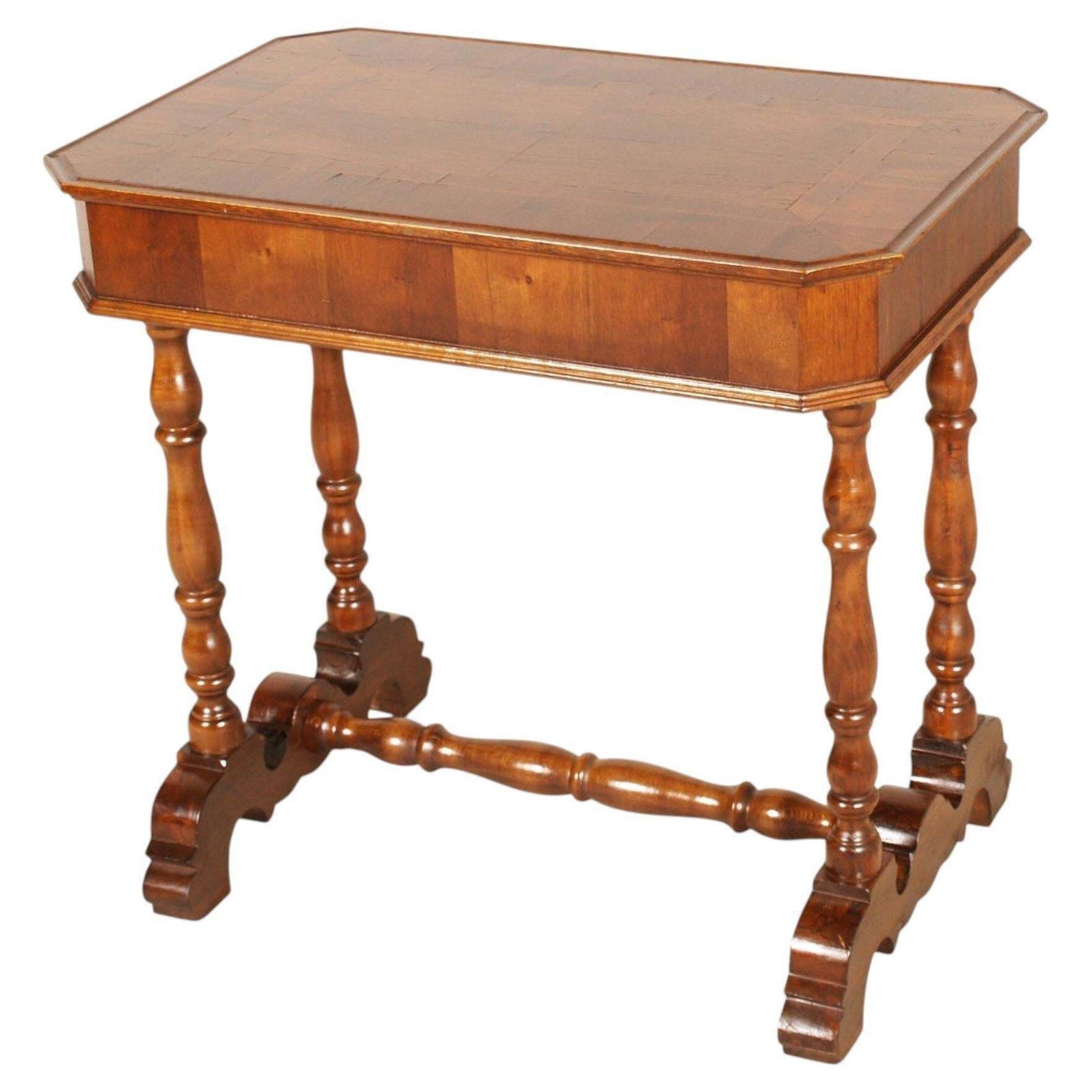 Table à écrire italienne en noyer du XIXe siècle, avec marqueterie et tiroir, provenance Asolo photo Mobilier