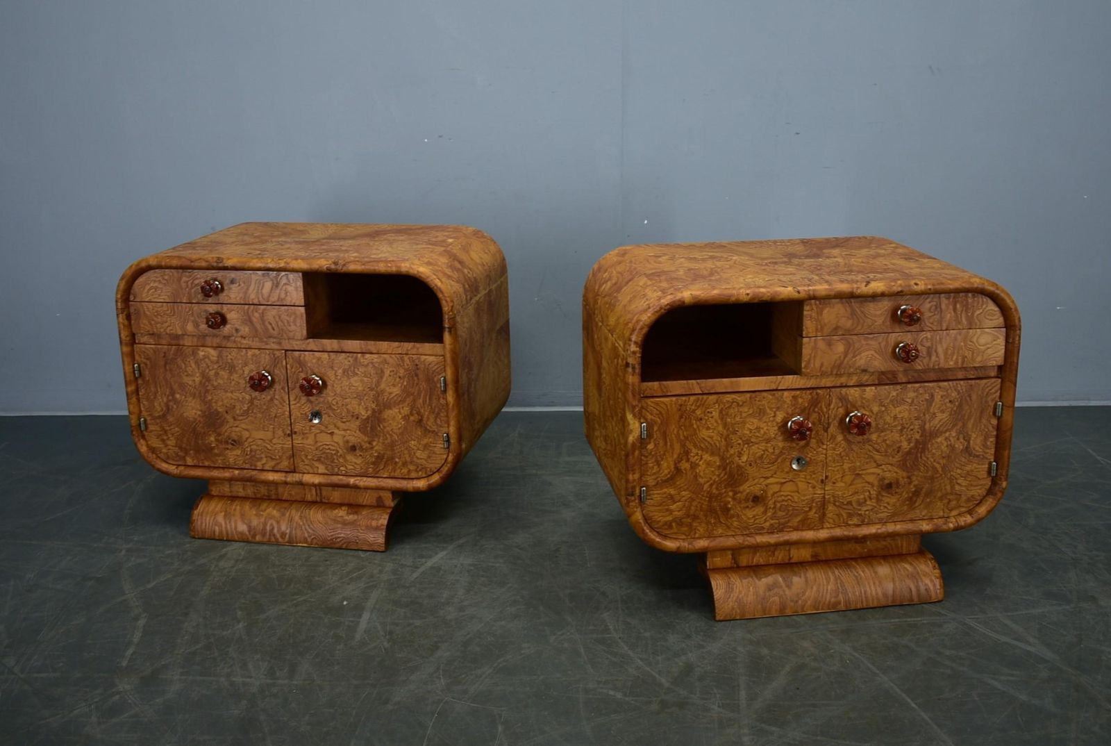 1481.0 1939s Pair Of Art Deco Bedside Tables, Czechoslovakia photo