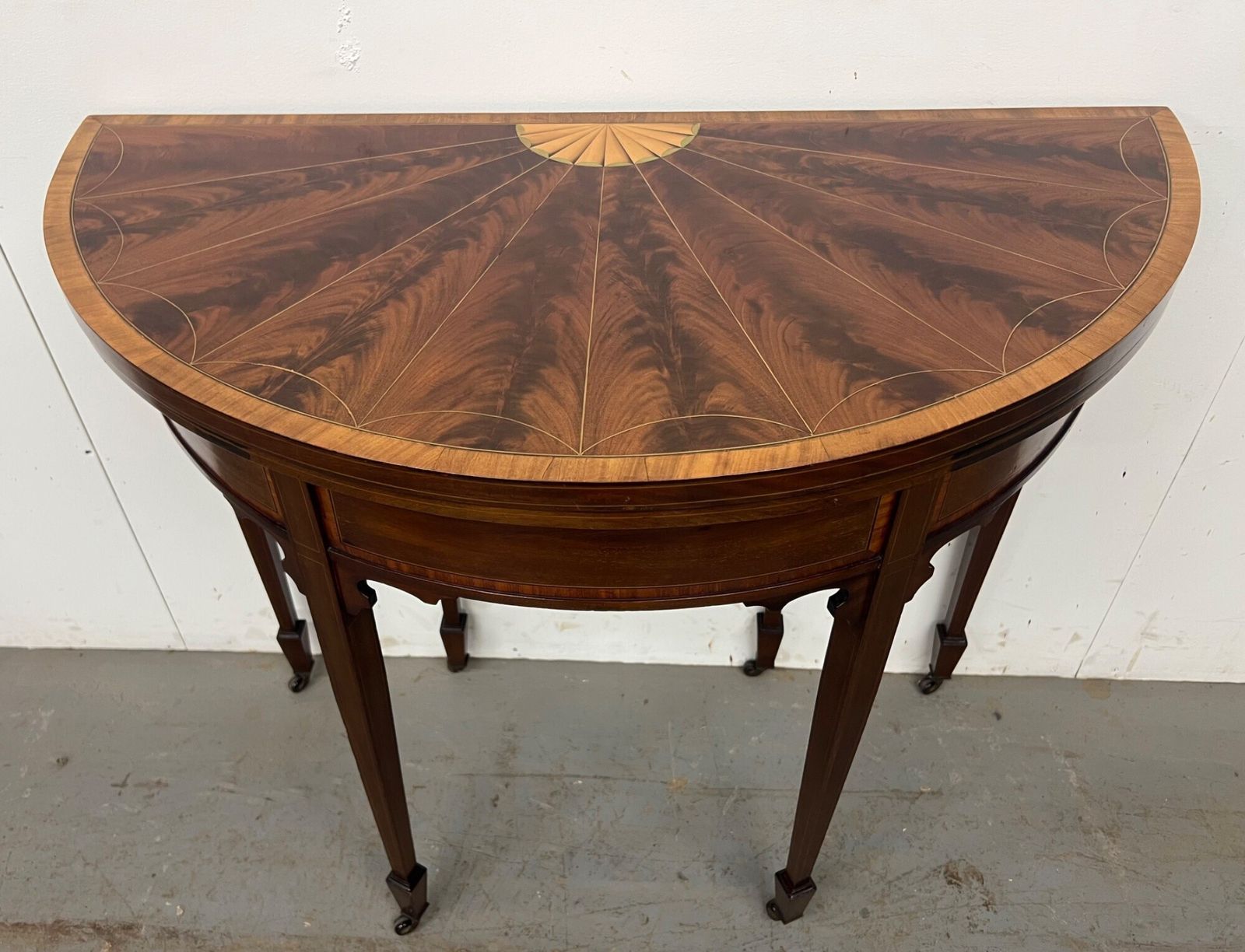 Attractive Sheraton Revival Inlaid Card Or Console Table