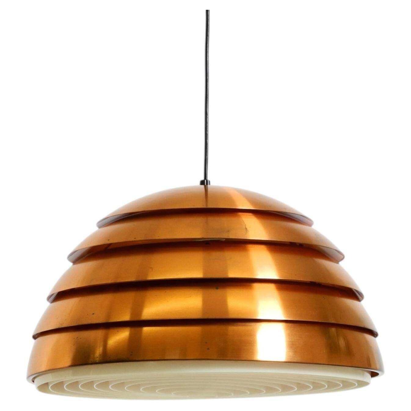 Koperen Lamellenhanglamp uit de jaren 1960 van Hans-Agne Jakobsson voor Markaryd, Zweden