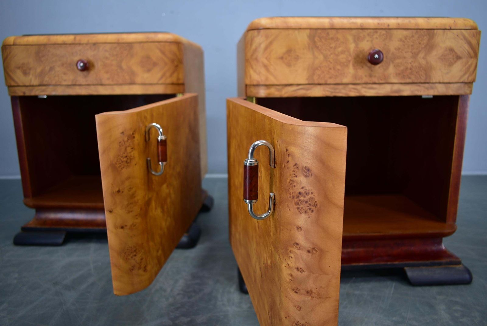 photo furniture 1938s Pair Of Art Deco Bedside Tables, Czechoslovakia