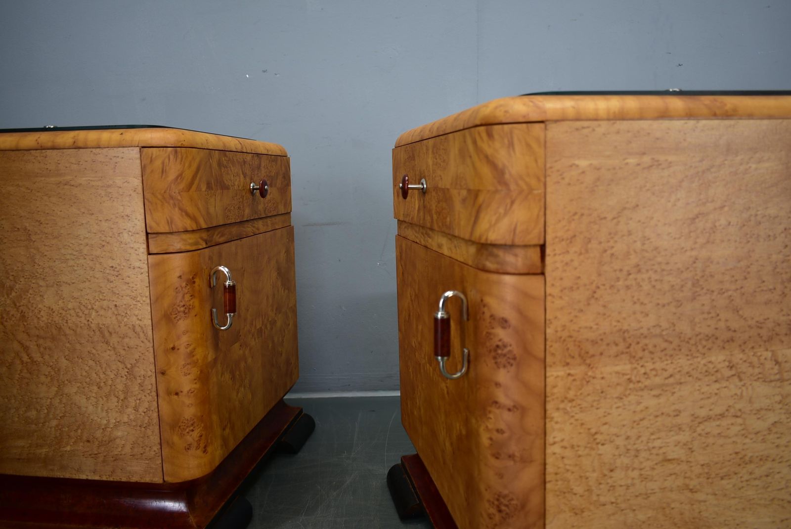photo buy 1938s Pair Of Art Deco Bedside Tables, Czechoslovakia