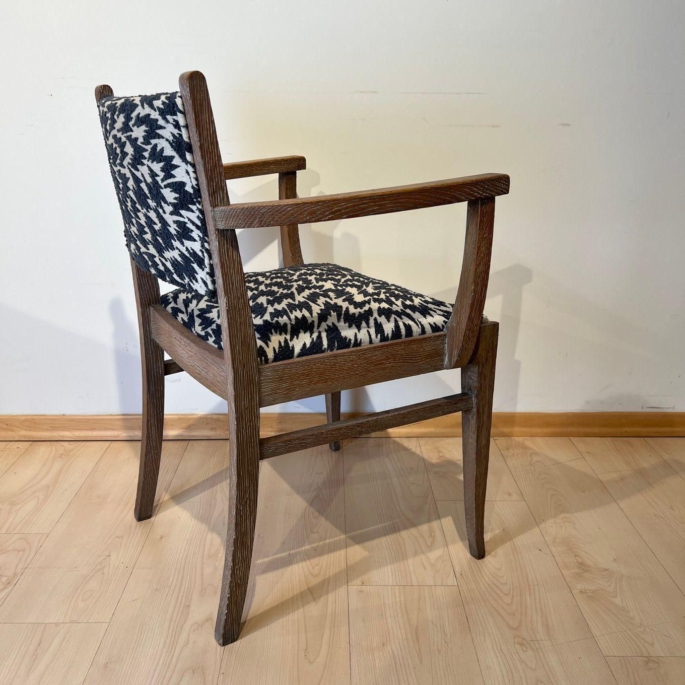 2591.0 Pair Of Art Deco Armchairs, De Coene Frères, Limed Oak, Belgium Circa 1935 photo