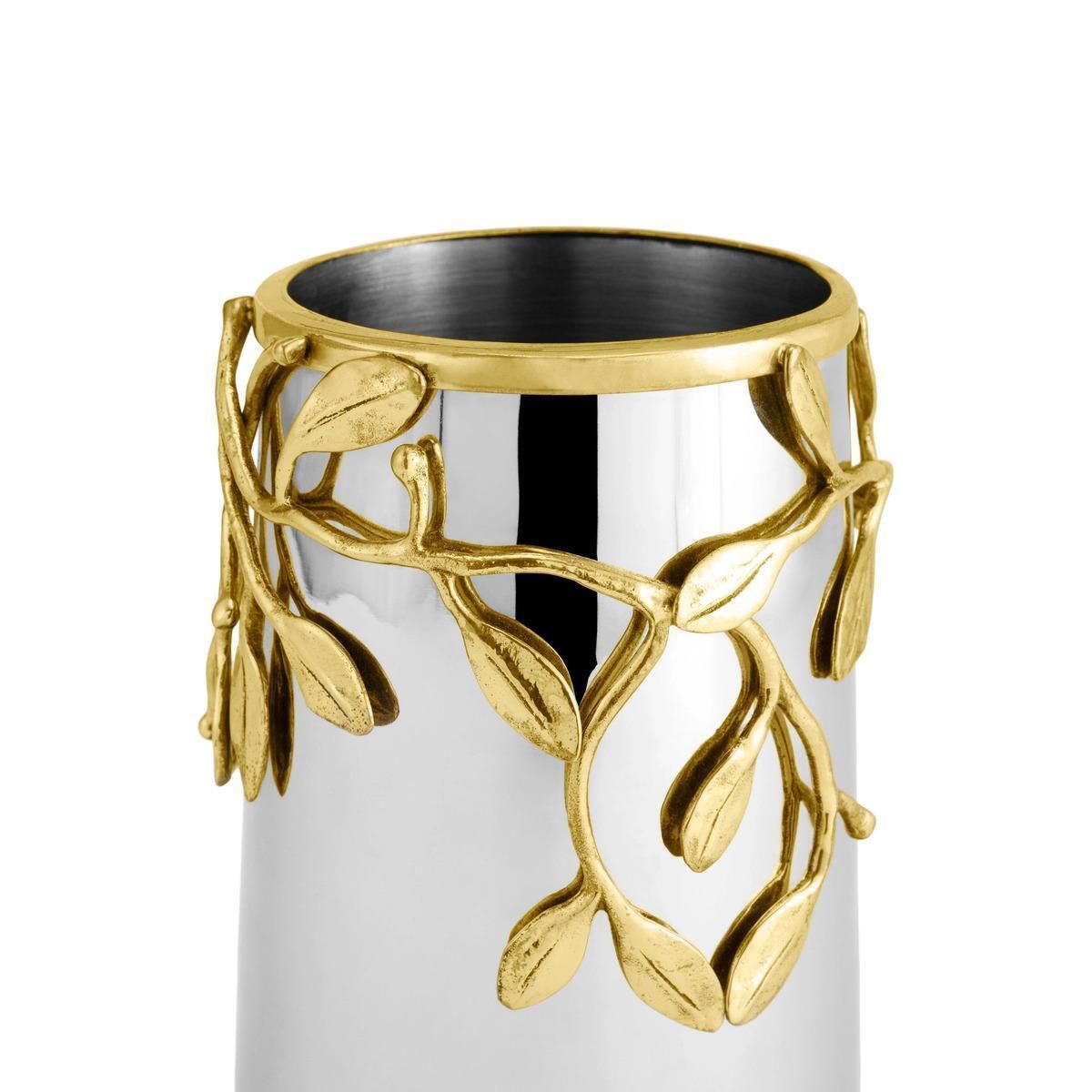 Pair Of Contemporary Silver And Gold Metal Laurel Vase photo 1178.0