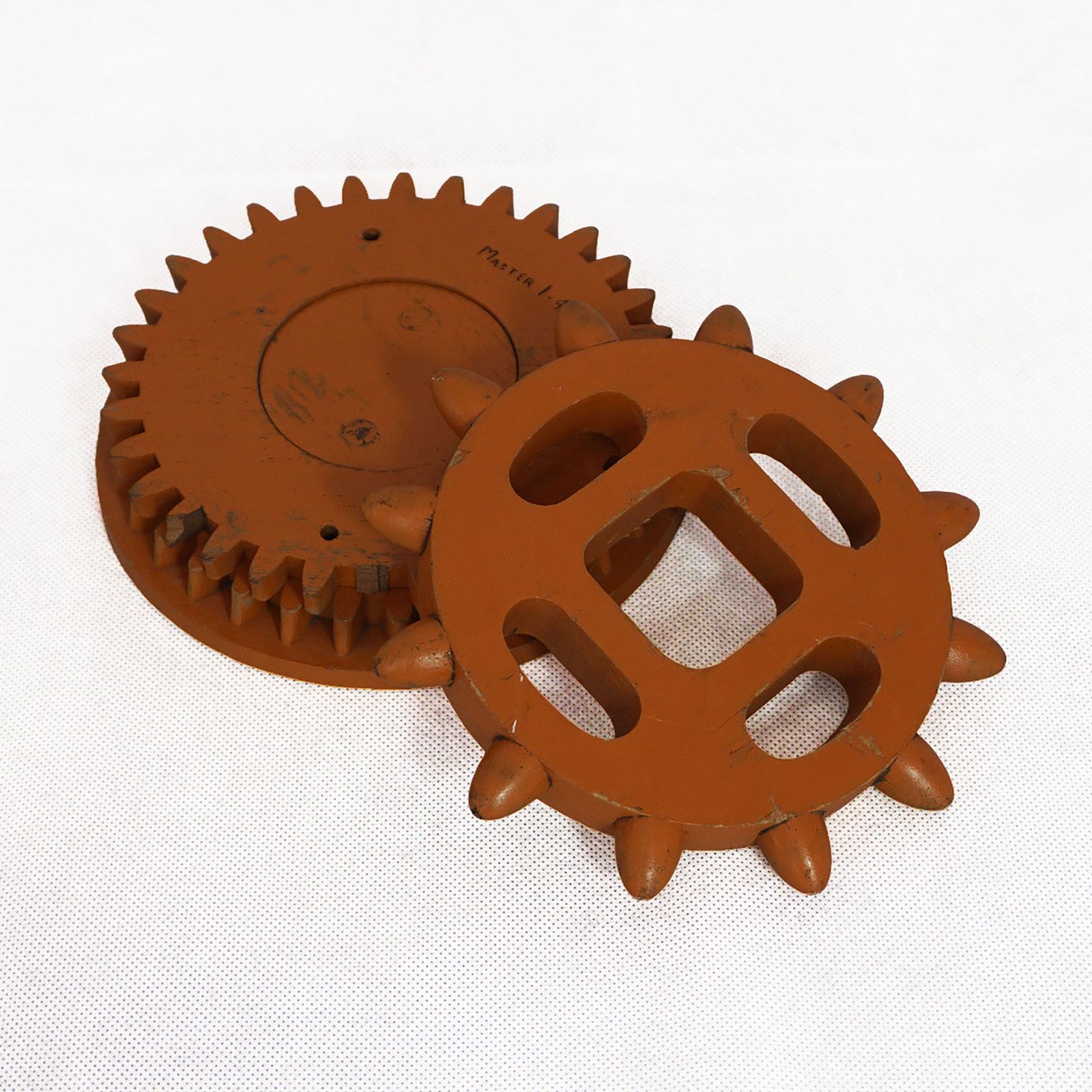 Industrial Molds Circa 1950s Wooden Toothed Cog Wheel Pattern Formers Sculptures photo furniture