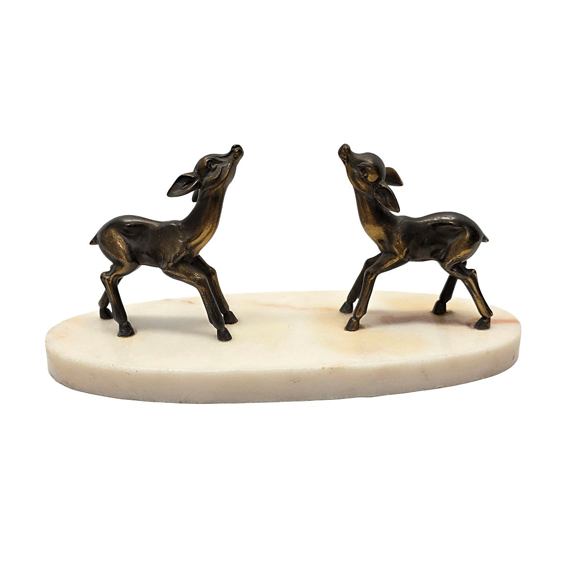 French Art Deco Sculpture With 2 Deer On A Marble Base, 1930s