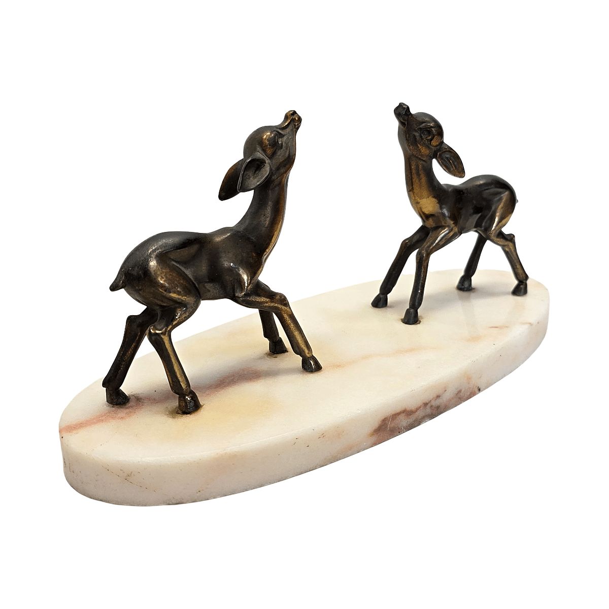 Sculpture Art déco française aux deux cerfs sur socle en marbre, années 1930 photo 135.0