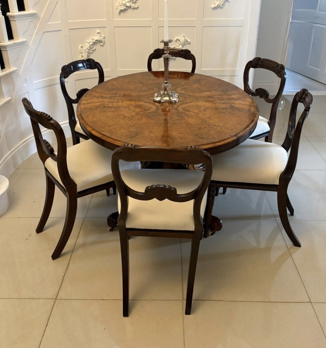 Antique 19th Century Burr Walnut Oval Centre Dining Table 6 Seater Tilt Top photo 2295.0