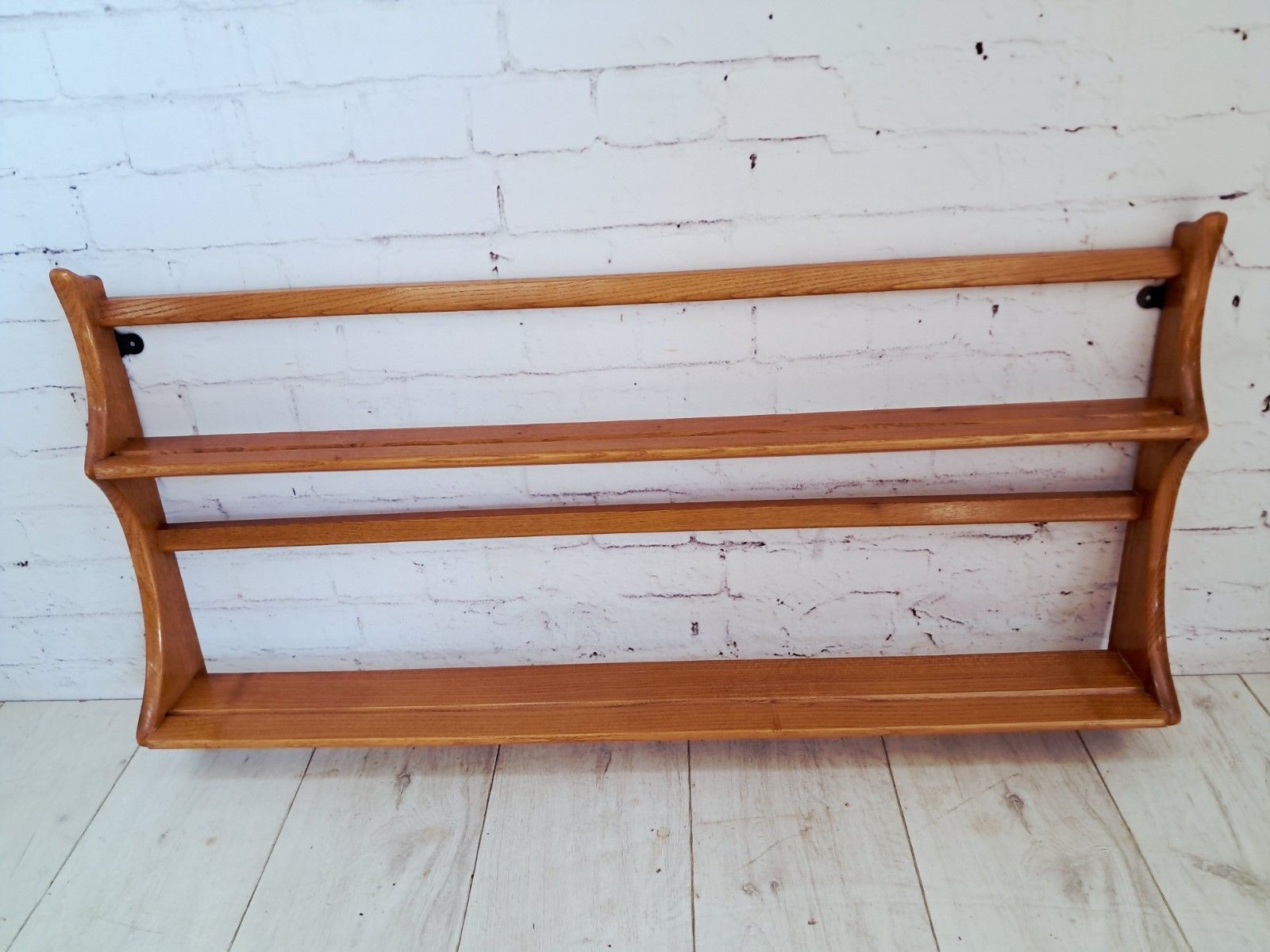 photo furniture Ercol Windsor Plate Rack Wall Shelf Light Elm Country Mid Century 1970s