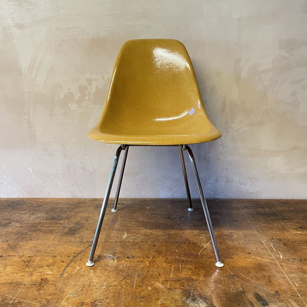 Eames Herman Miller Side Chair In Dark Ochre With Original H Base photo furniture