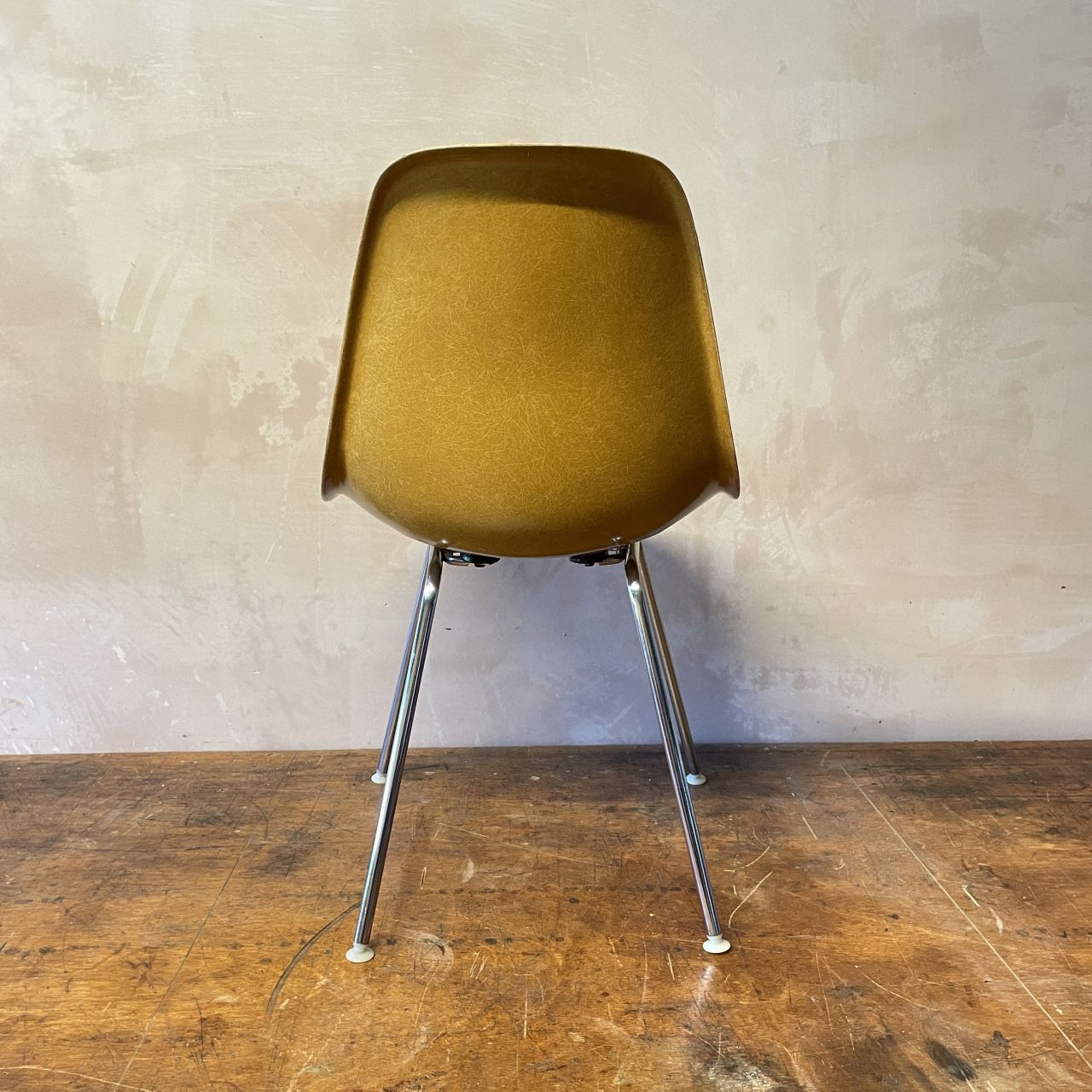 Eames Herman Miller Side Chair In Dark Ochre With Original H Base photo vinterior