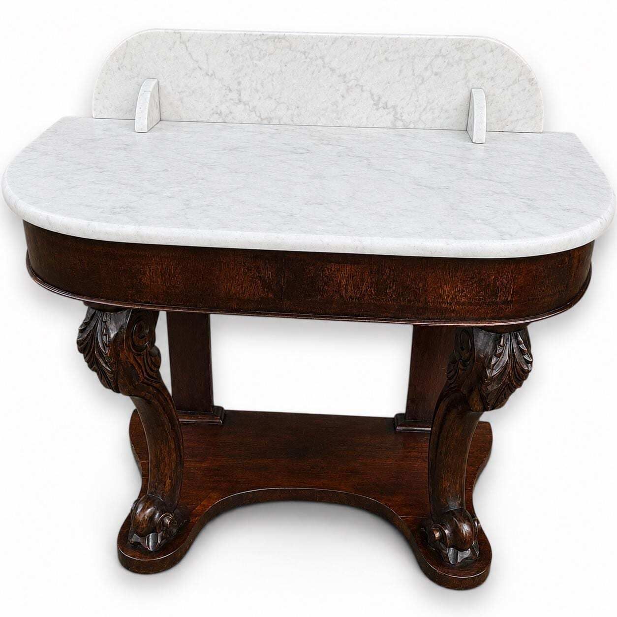 Antique Victorian Marble Top Console Table Carved Mahogany Washstand Victorian Hall Table Marble Side Table photo buy