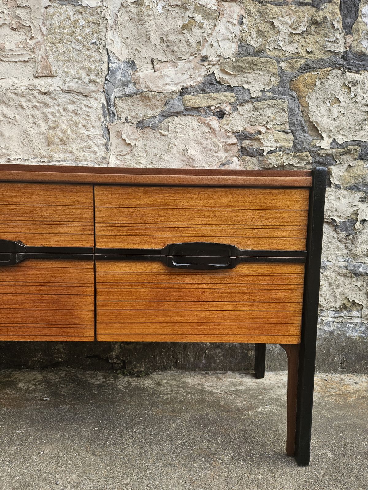 Mid Century Sideboard Chest Of Drawers In Beech And Ebony Vintage Furniture photo Furniture