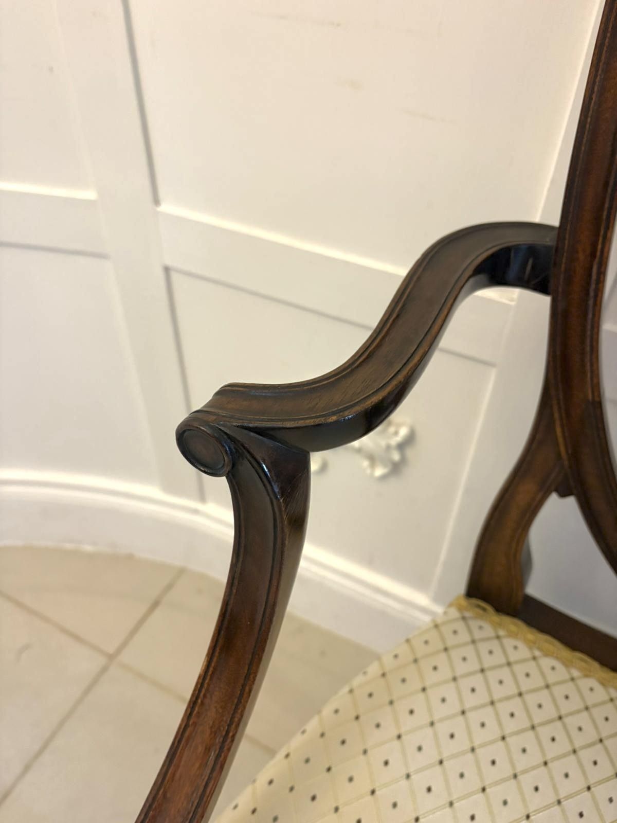 Antique English Early 20th Century Maple & Co Mahogany Shield Back Dining Chairs Set Of 10 photo vintage