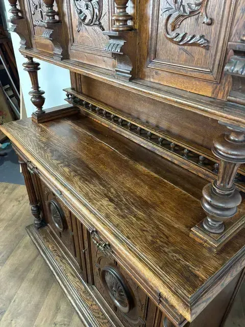 photo furniture 19th Century French Renaissance Style Carved Oak Buffet Sideboard