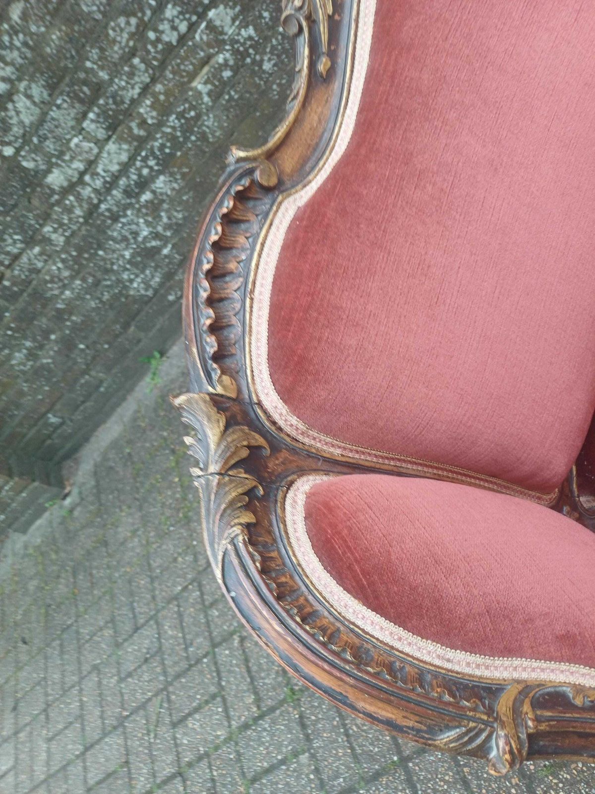 Furniture Victorian Rococo Love Seat Mahogany Settee Salon Sofa With Matching Chair French Style Gold Gilt Upholstery Free Hand Delivery photo