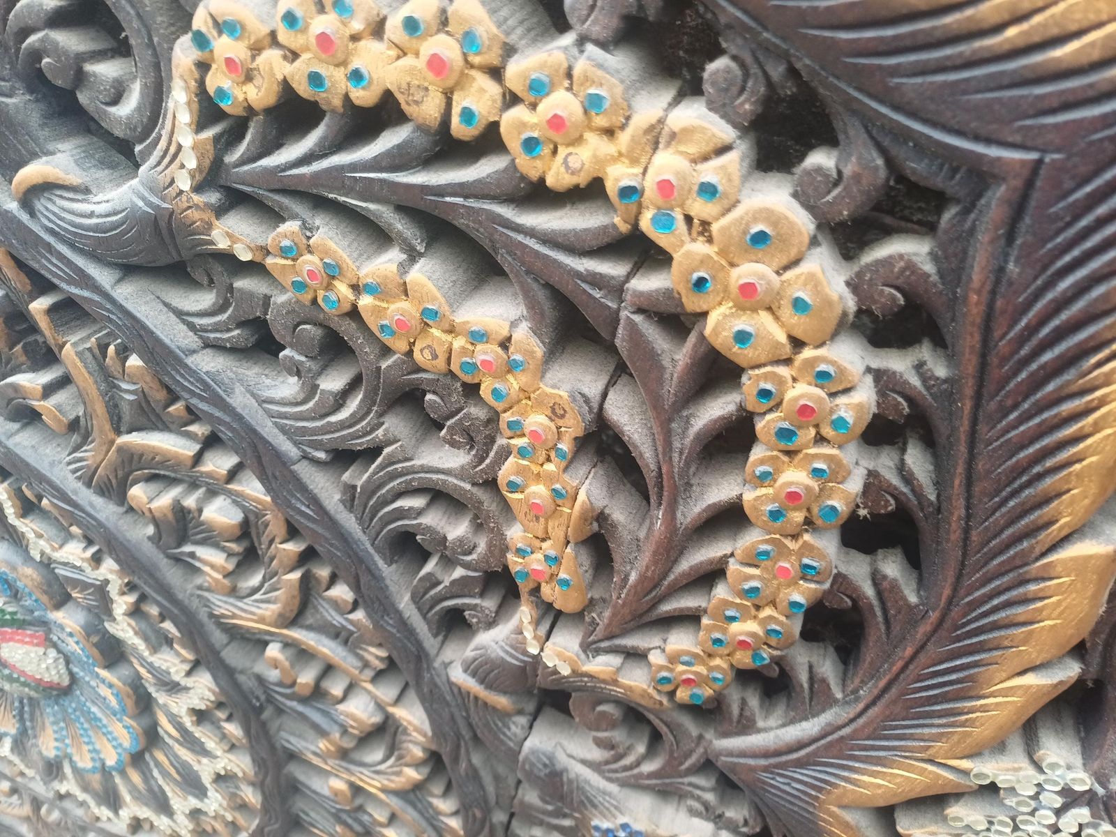 photo buy Enormous Large Hand Carved Oriental Hardwood Screen Panel Mandala Wall Art Floral Room Divider Boho Moroccan Indian Decor Free Hand Delivery
