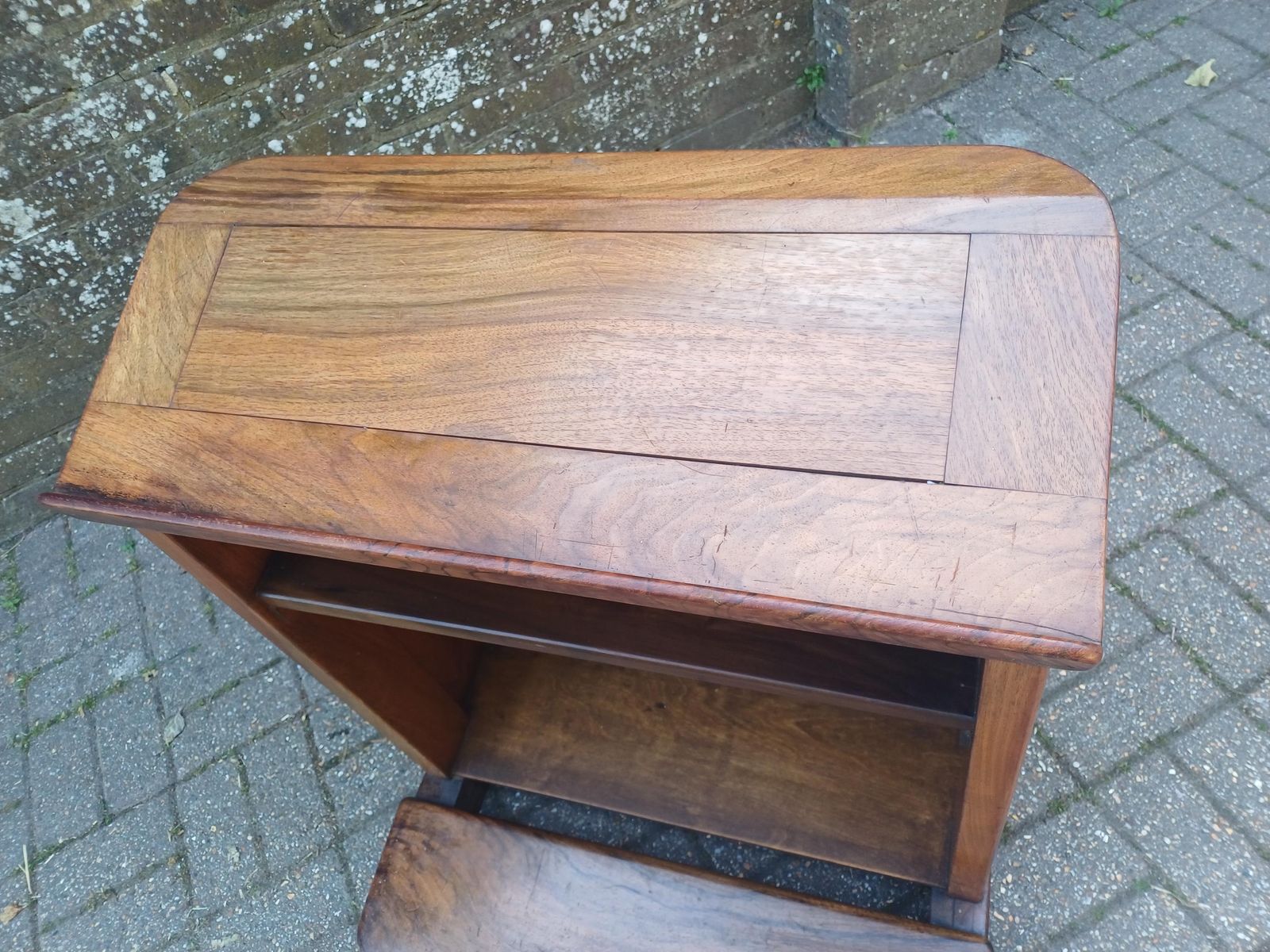 Art Deco Walnut Lectern Podium Quirky Menu Stand Host Station Shop Display Restaurant Reception Vintage Tv Theatre Prop Free Hand Delivery photo furniture