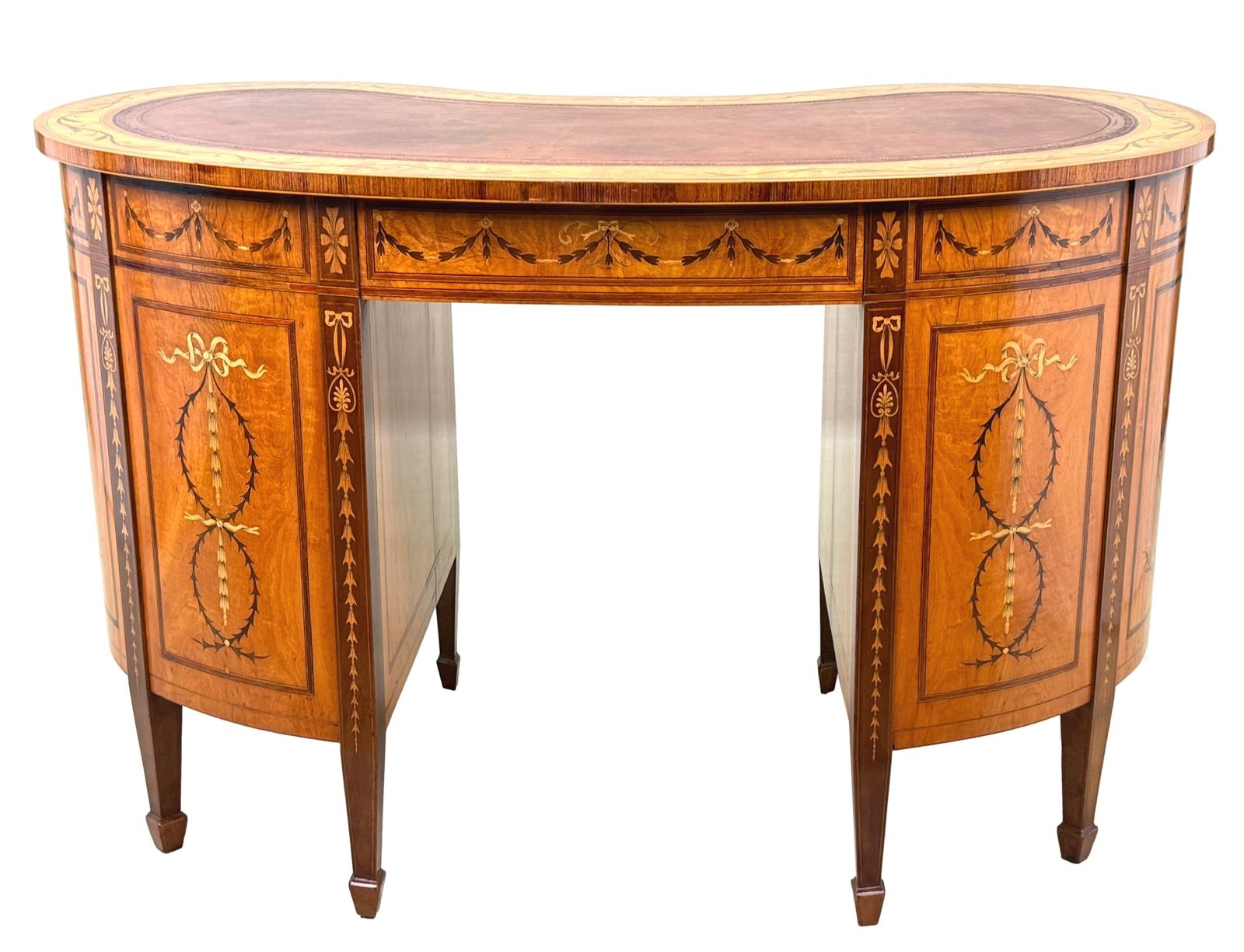 photo vinterior Late 19th Century Satinwood Kidney Shaped Desk By Edwards & Roberts (England, Circa 1890)