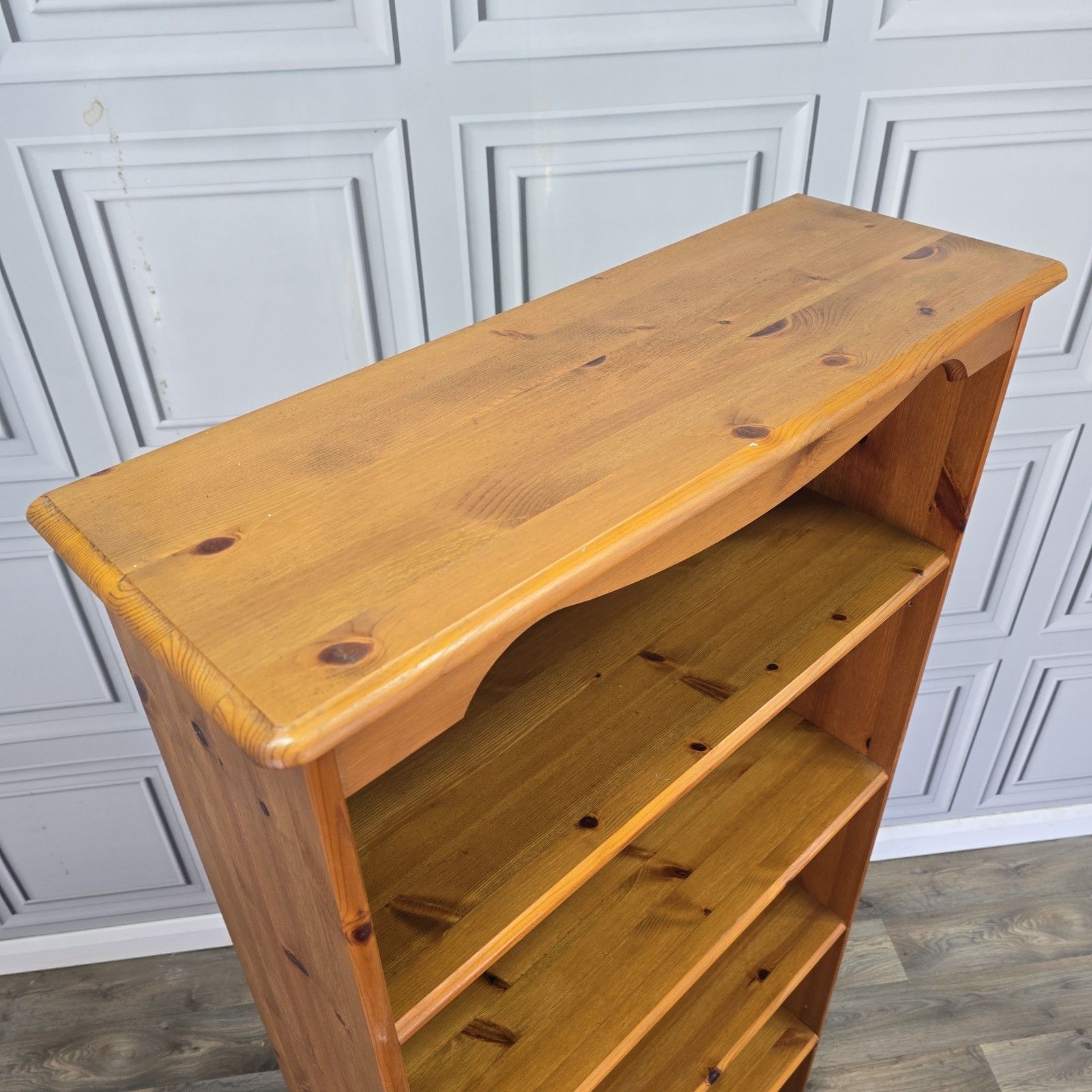 Vintage Pine Bookcase Tall Shelving Unit Country Style Shelves Retro Wooden photo buy